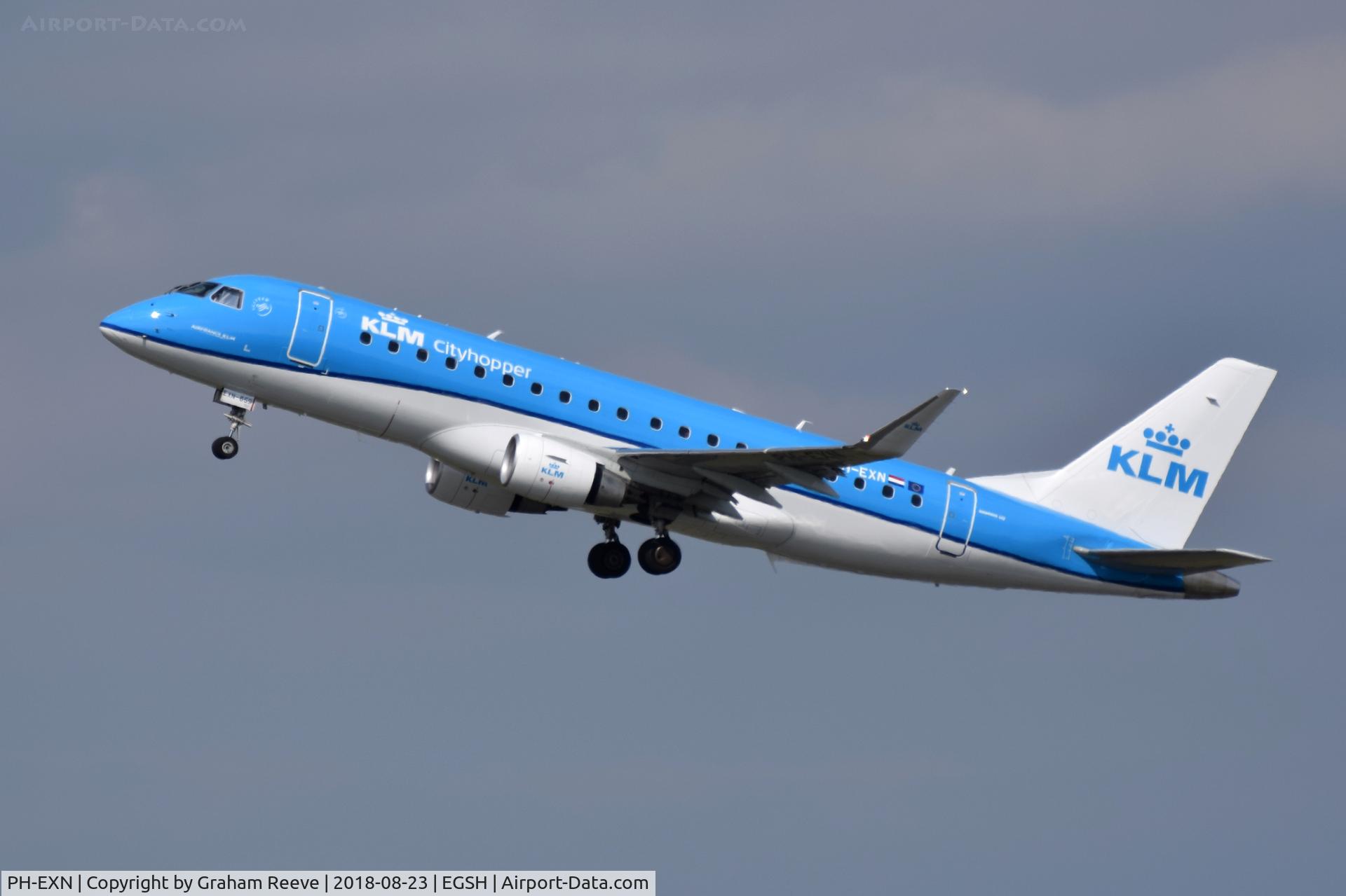 PH-EXN, 2017 Embraer ERJ-175STD (ERJ-170-200) C/N 17000659, Departing from Norwich.