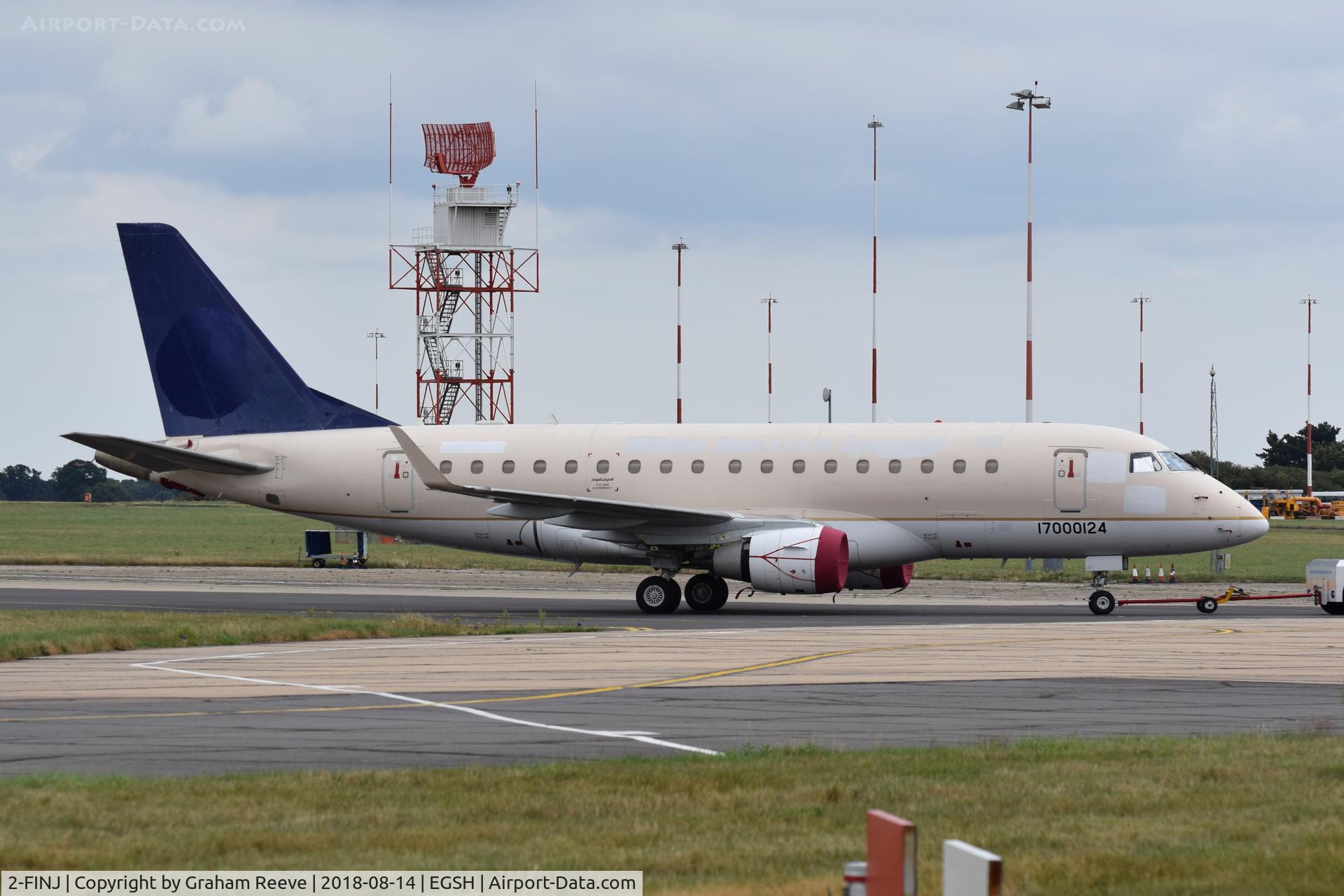 2-FINJ, 2006 Embraer 170LR (ERJ-170-100LR) C/N 17000124, Under tow at Norwich.
