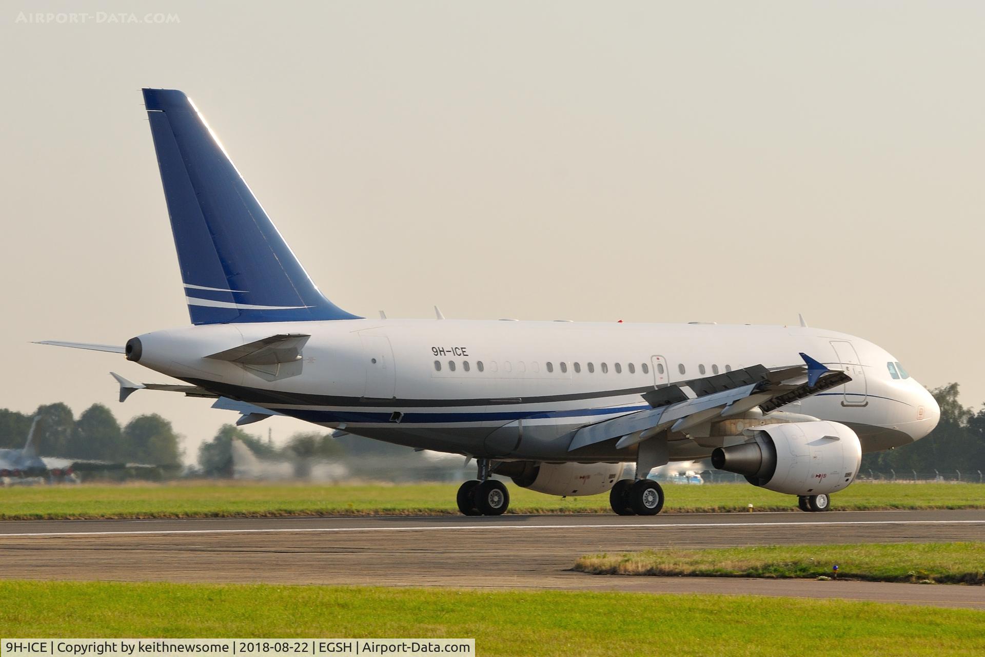 9H-ICE, 2010 Airbus A318-112CJ Elite C/N 4503, Early morning arrival from Kiev.