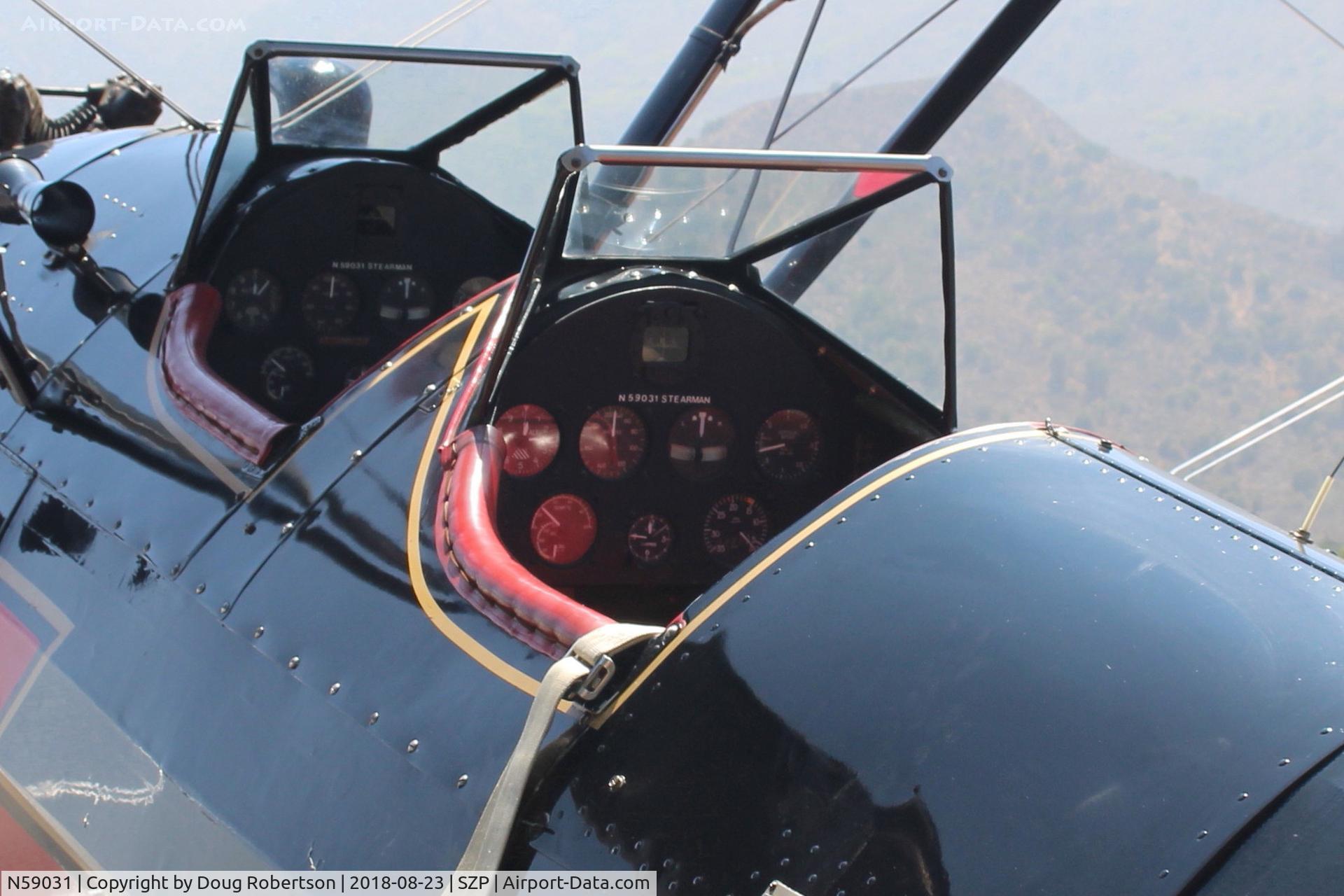 N59031, 1941 Boeing A75N1(PT17) C/N 75-3808, 1941 Boeing Stearman A75N1 (PT-17), Continental W670 220 Hp radial, closeup of rear cockpit instrument panel