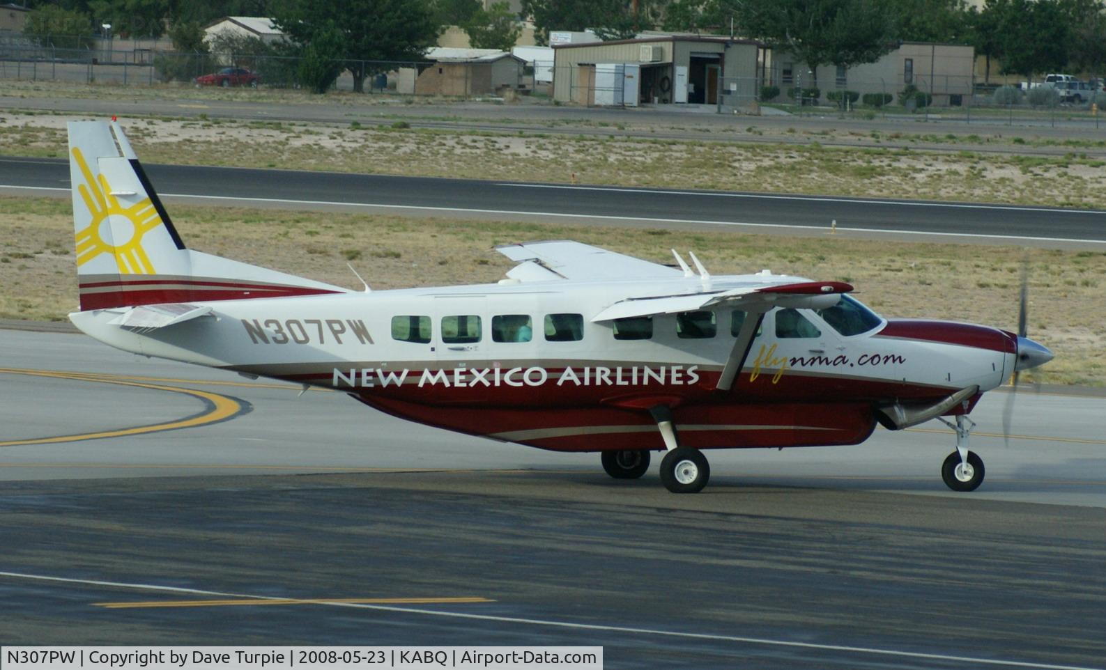 N307PW, 2007 Cessna 208B Grand Caravan C/N 208B1254, New Mexico Airlines was an American commuter airline brand founded by Pacific Air Holdings to operate flights in New Mexico after the airline was awarded an Essential Air Service contract to serve Hobbs and Carlsbad, New Mexico. Ceased ops in 2015.