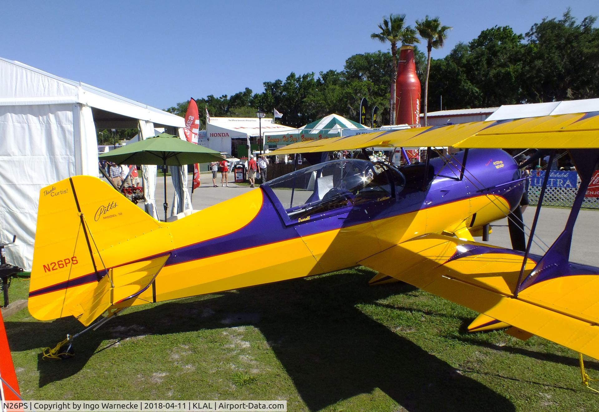 N26PS, Pitts Model 12 C/N 298, Pitts Model 12 at 2018 Sun 'n Fun, Lakeland FL