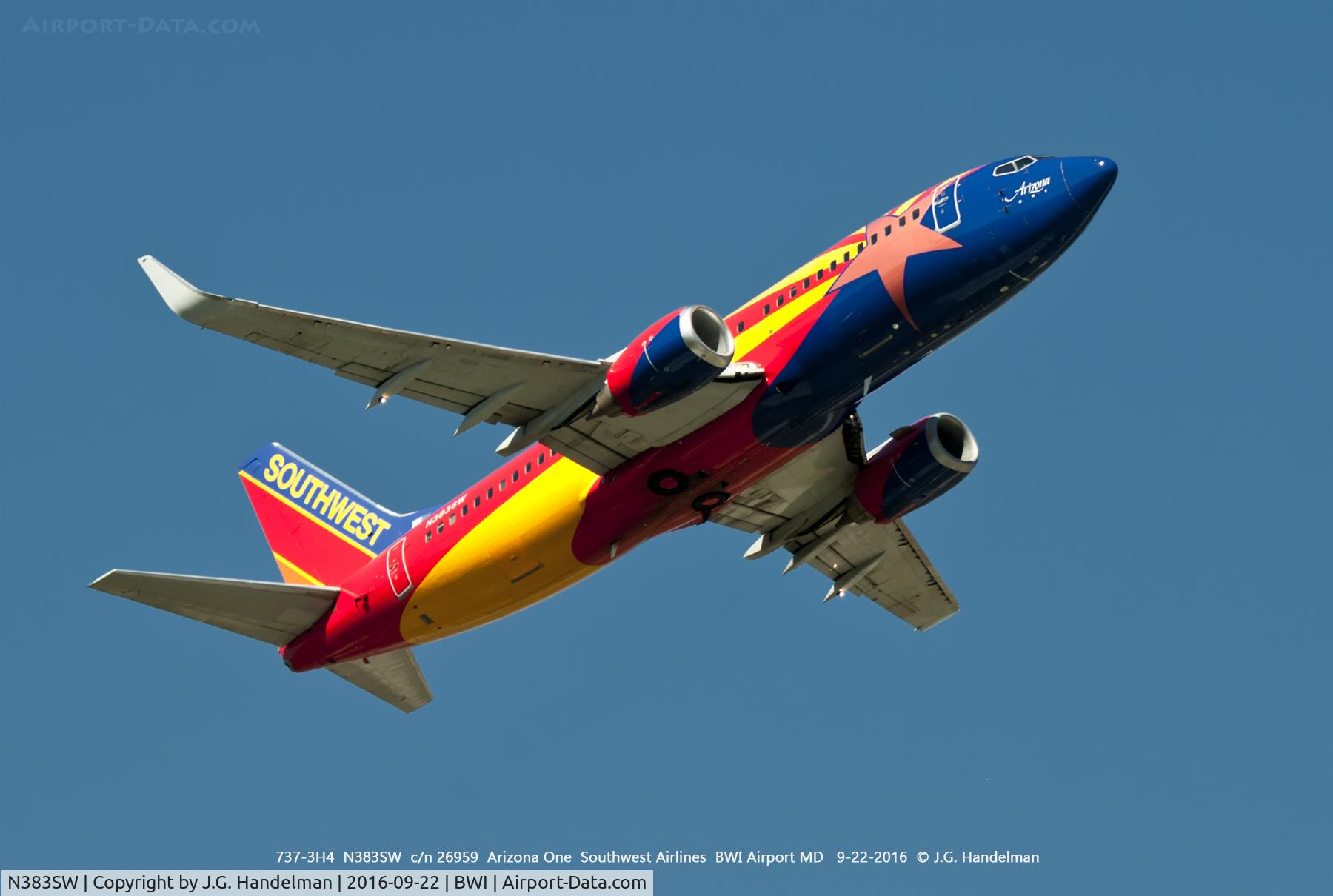 N383SW, 1994 Boeing 737-3H4 C/N 26589, Take off.