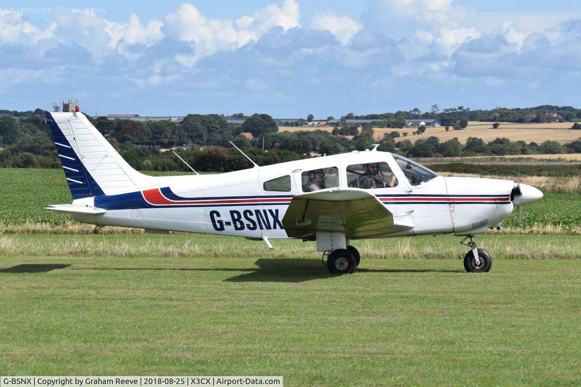 G-BSNX, 1979 Piper PA-28-181 Cherokee Archer II C/N 28-7990311, Just landed at Northrepps.