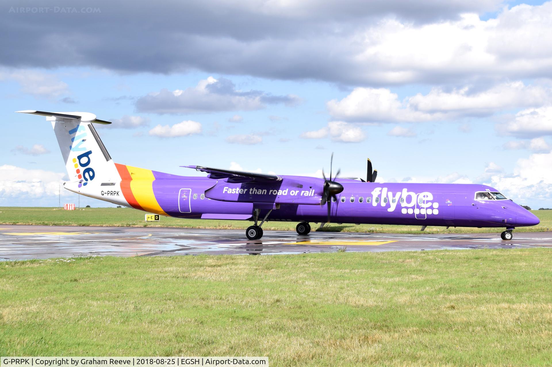 G-PRPK, 2008 Bombardier DHC-8-402 Dash 8 C/N 4203, Just landed at Norwich.