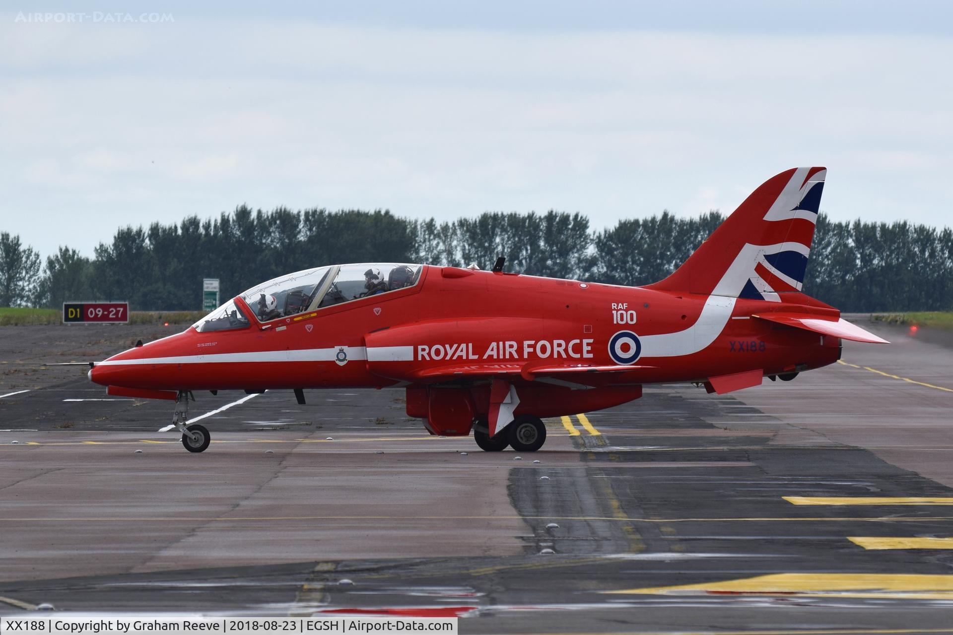 XX188, 1977 Hawker Siddeley Hawk T.1A C/N 035/312035, Just landed at Norwich.