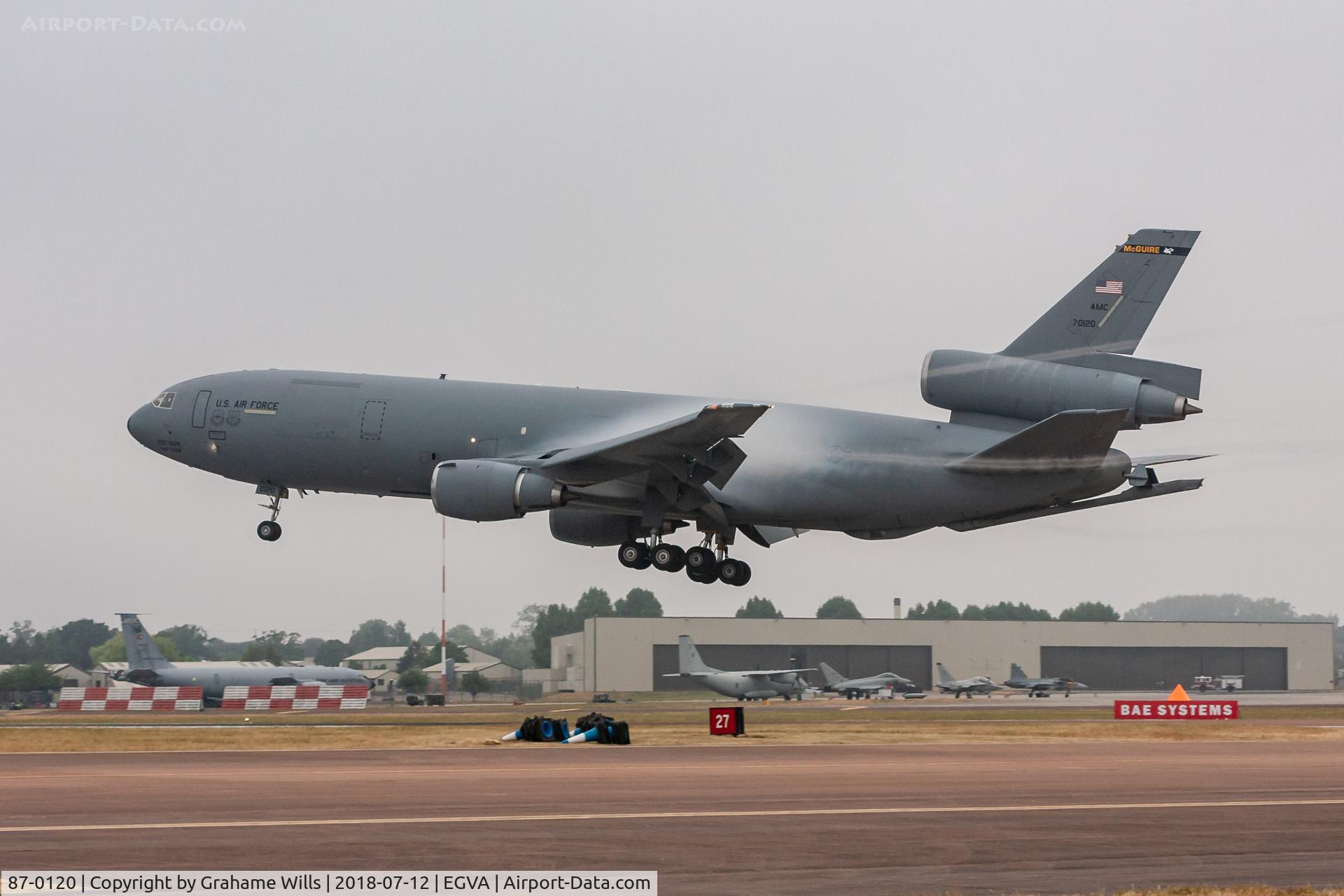 87-0120, 1987 McDonnell Douglas KC-10A Extender C/N 48306, McDonnell Douglas KC-10A 87-0120 305 AMW USAF Fairford 12/7/18
