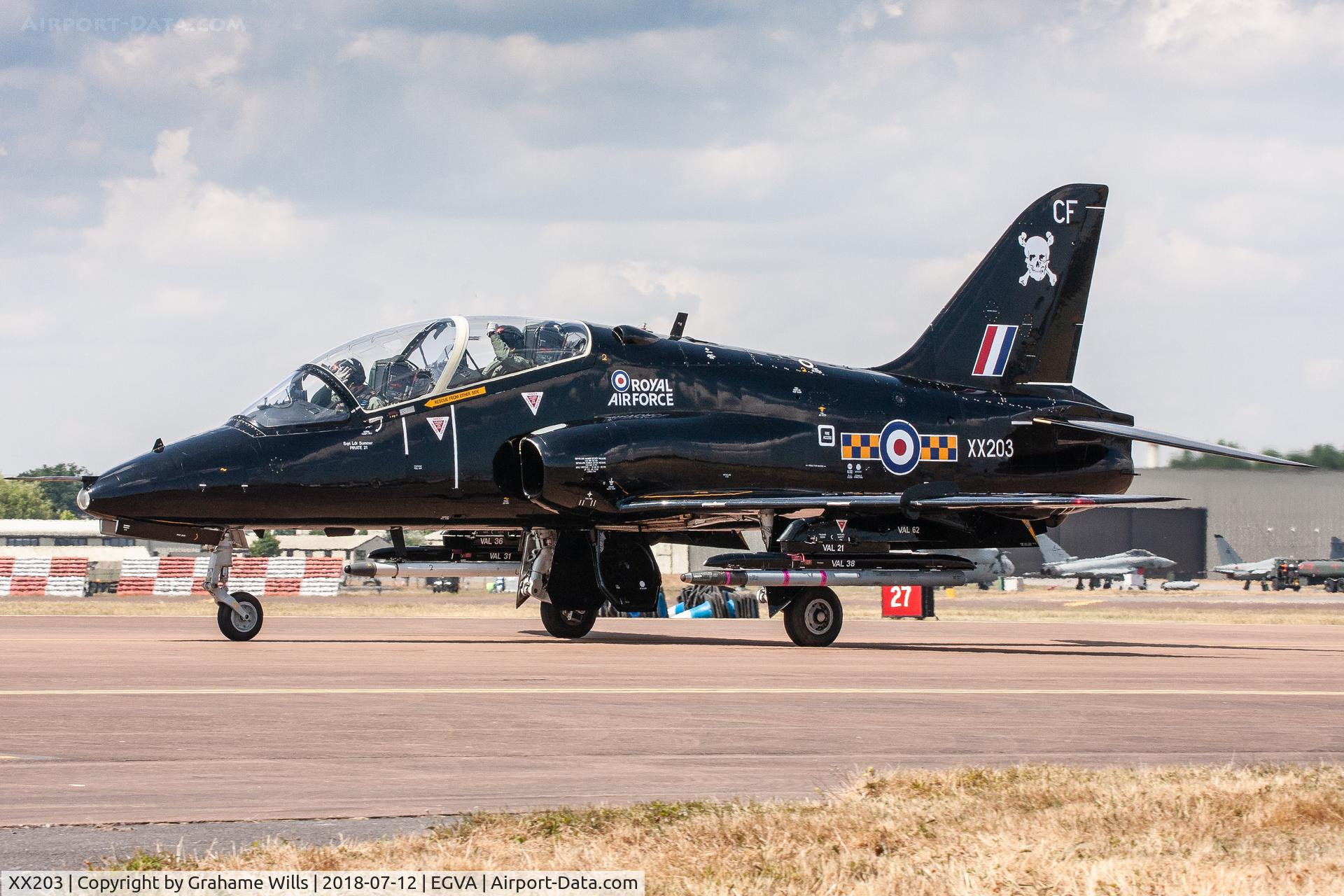 XX203, 1978 Hawker Siddeley Hawk T.1A C/N 050/312050, Hawker Siddeley Hawk T1 XX203/CF 100 Sqd RAF, Fairford 12/7/18