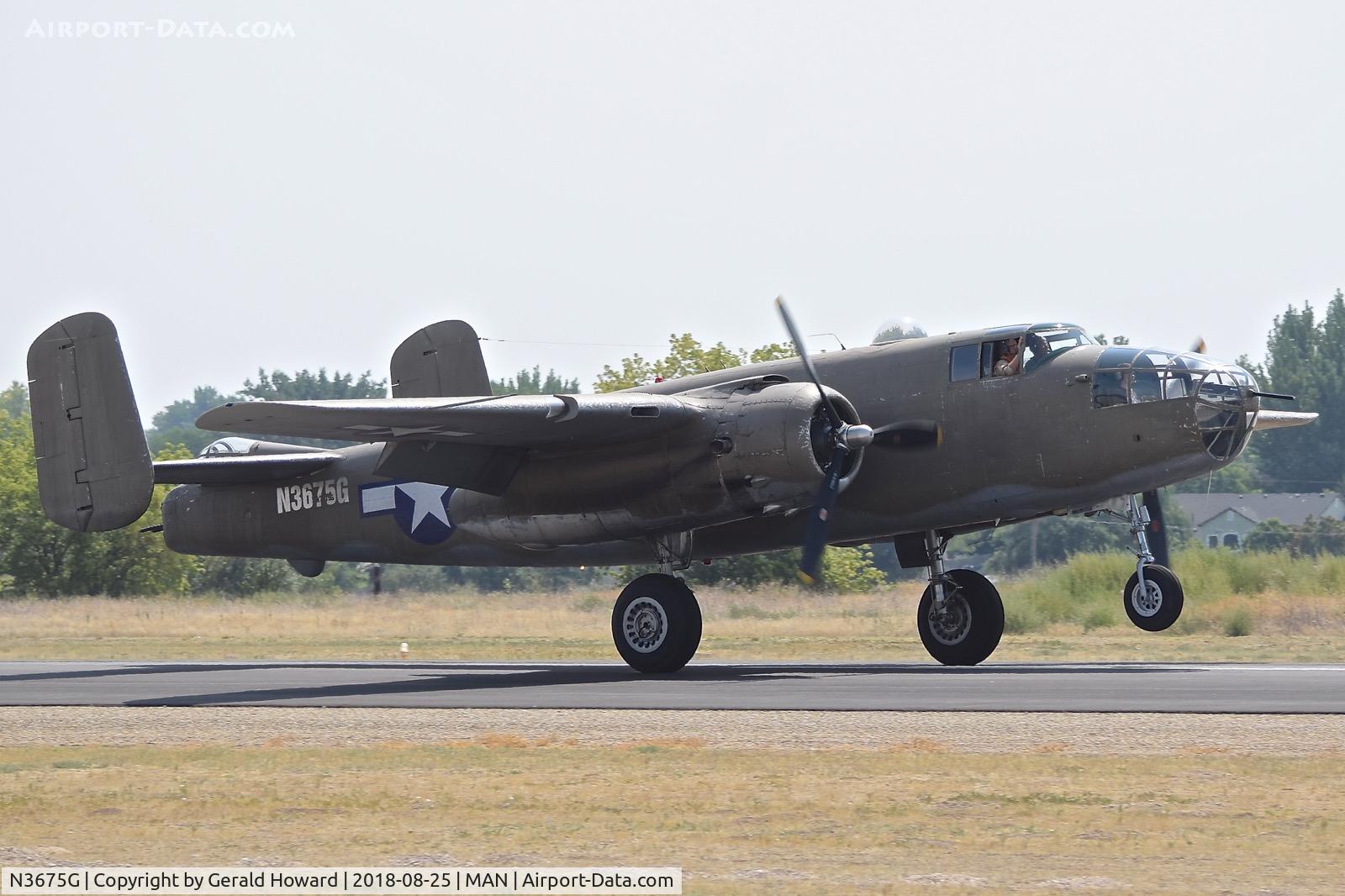 N3675G, 1944 North American B-25J Mitchell Mitchell C/N 108-33698, Landing roll out on RWY 29.