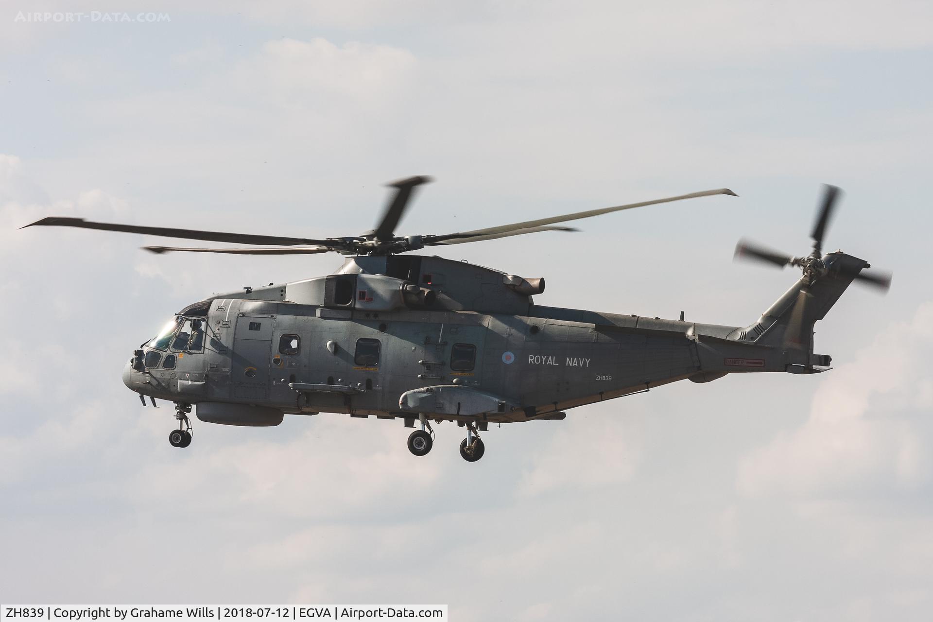 ZH839, 1999 AgustaWestland EH-101 Merlin HM.2 C/N 50081/RN19/MCSP25, AgustaWestland Merlin HM2 ZH839 814 Sqd RN, Fairford 12/7/18