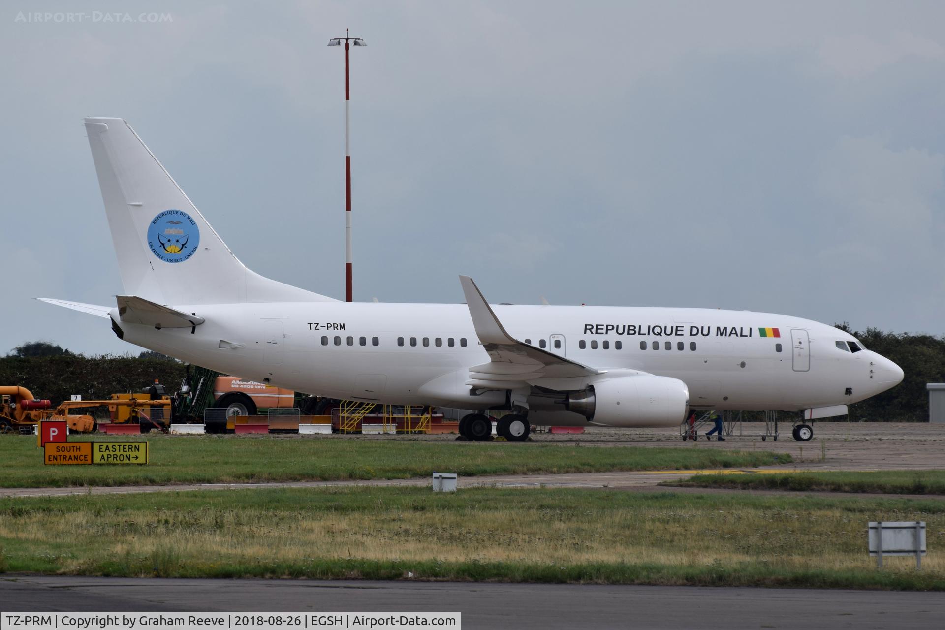TZ-PRM, 1999 Boeing 737-7BC C/N 30328, Parked at Norwich.