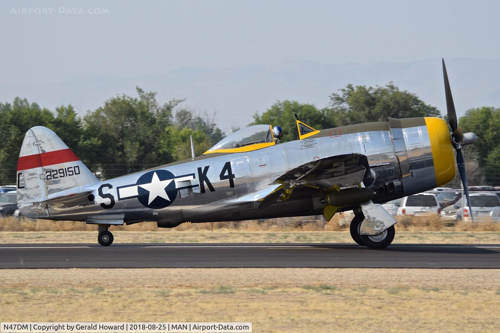 N47DM, 1942 Republic P-47D Thunderbolt C/N 42-29150, Landing roll out on RWY 29.