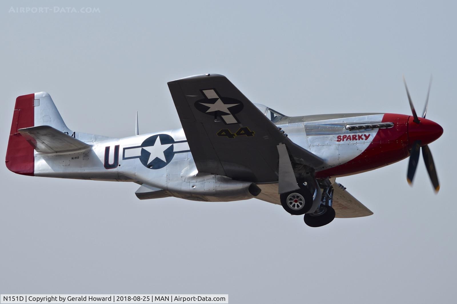N151D, 1944 North American P-51D Mustang C/N 44-72777, Climb our from RWY 29.