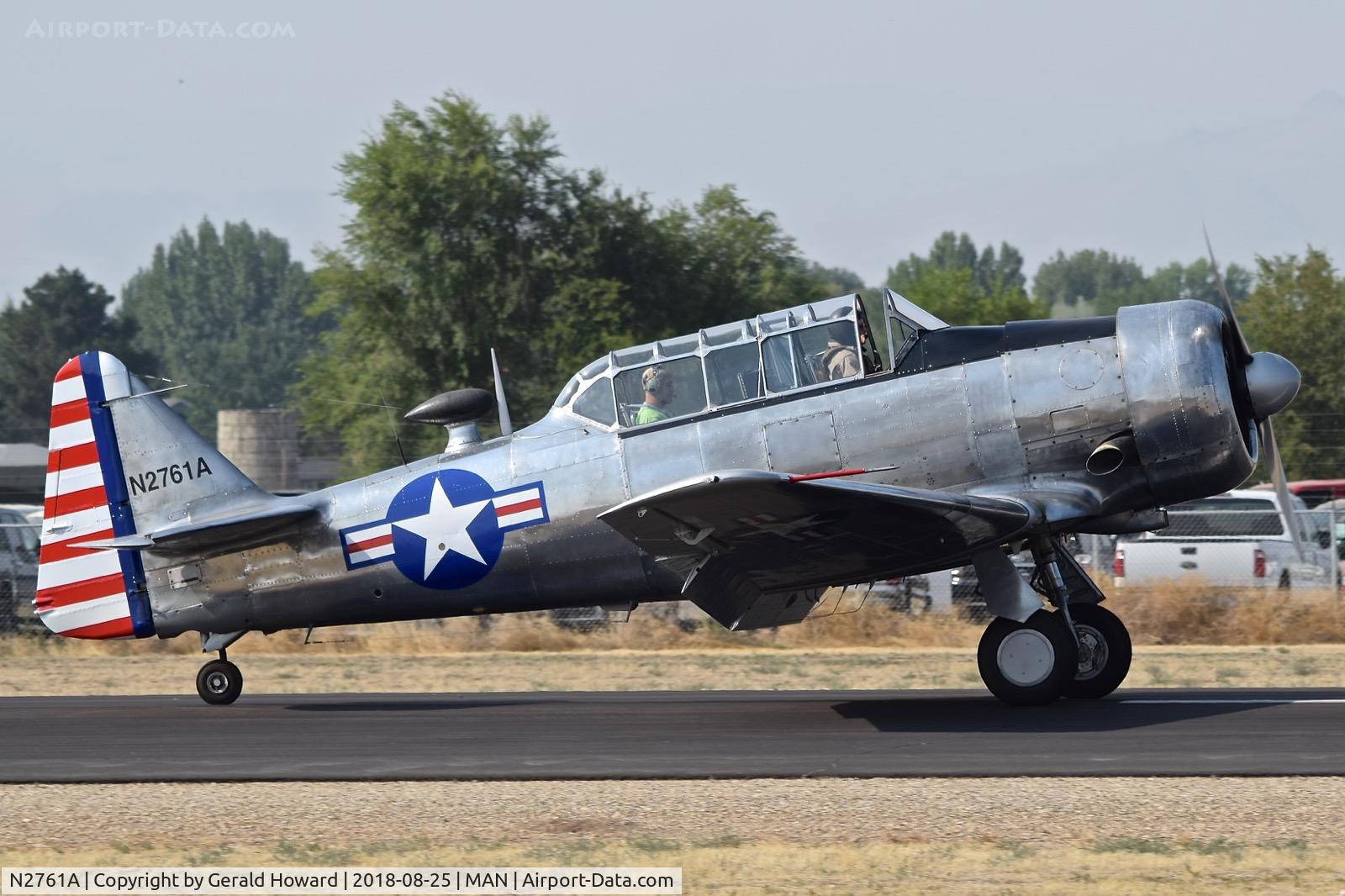 N2761A, 1952 North American T-6G Texan C/N 197011 ??, Landing roll out on RWY 29.