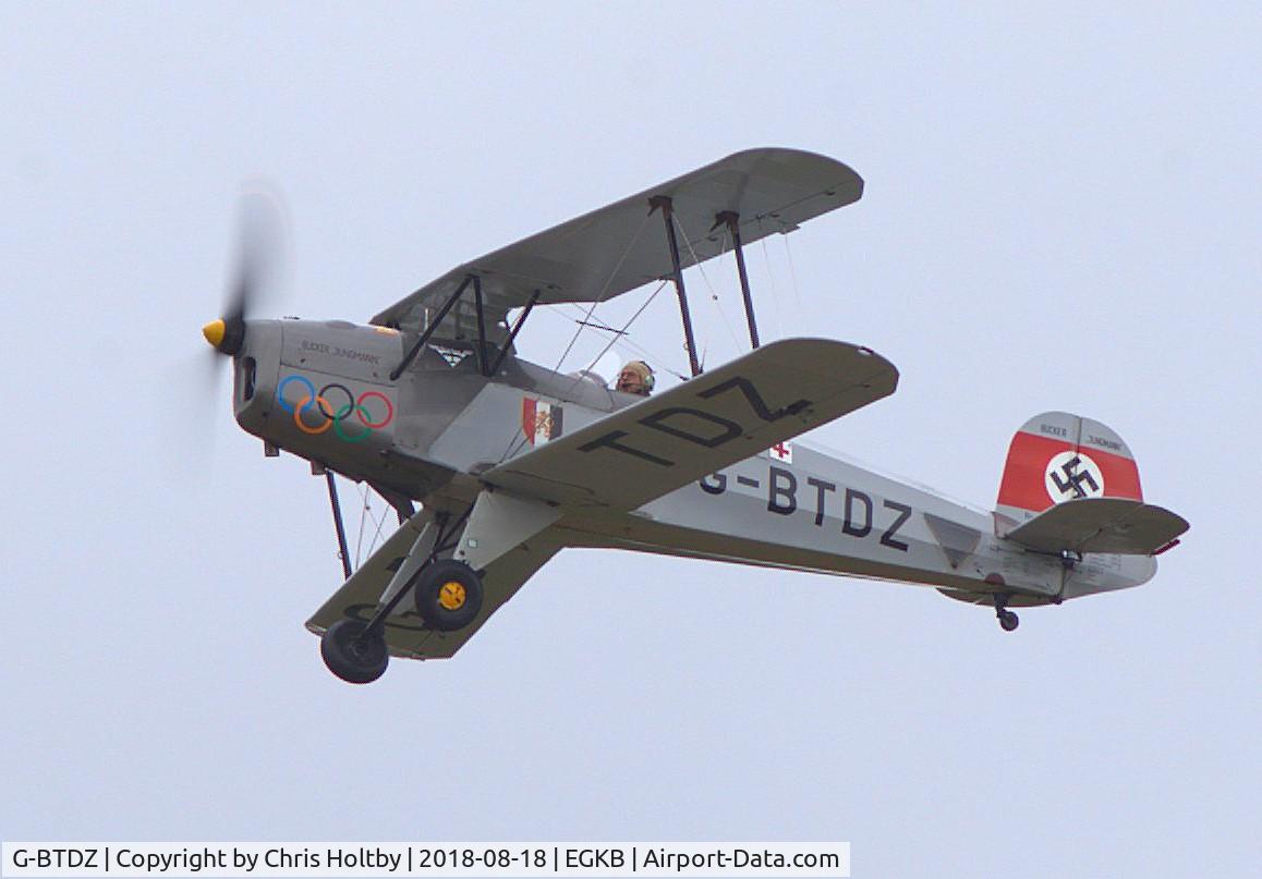 G-BTDZ, 1957 CASA 1-131E Jungmann C/N 2104, Flying in to take part in the Festival of Flight 2018 at Biggin Hill
