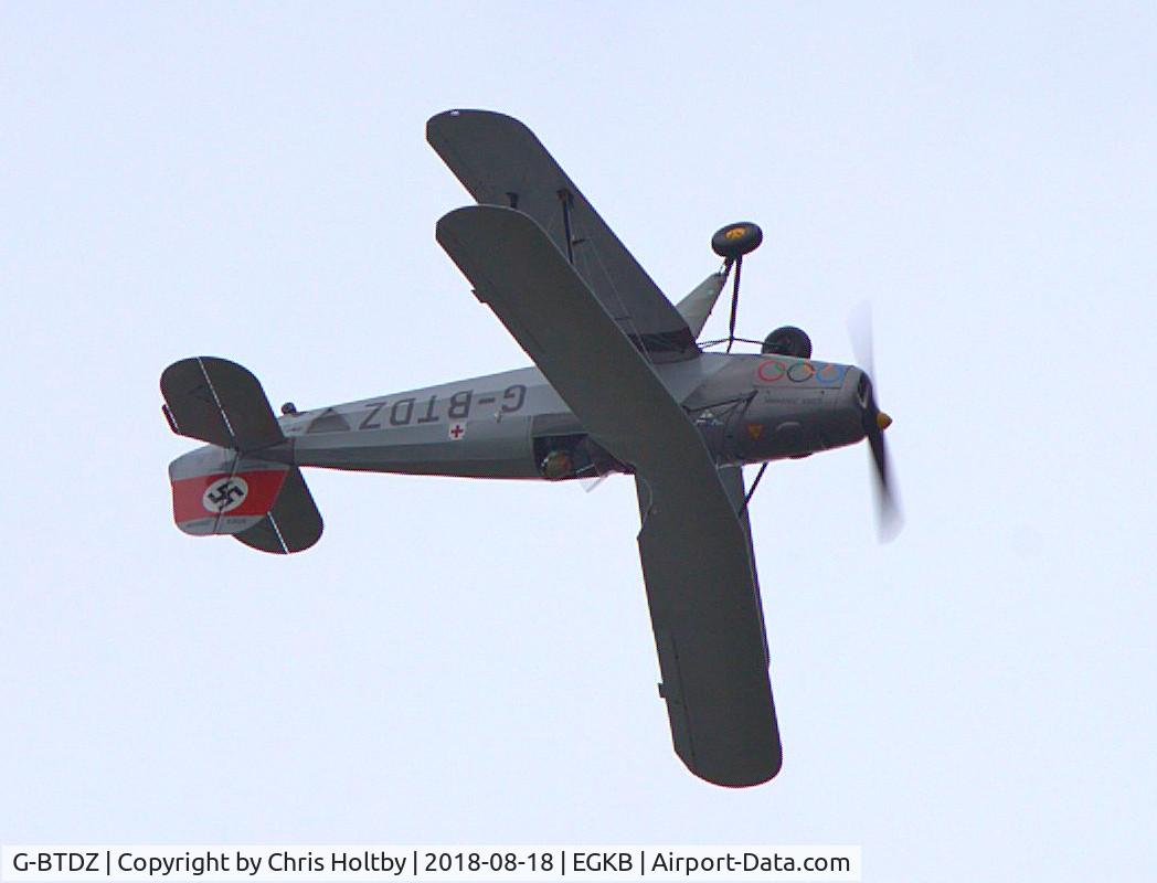 G-BTDZ, 1957 CASA 1-131E Jungmann C/N 2104, Surprised the crowds at the Festival of Flight 2018 by flying fully inverted in a loop.