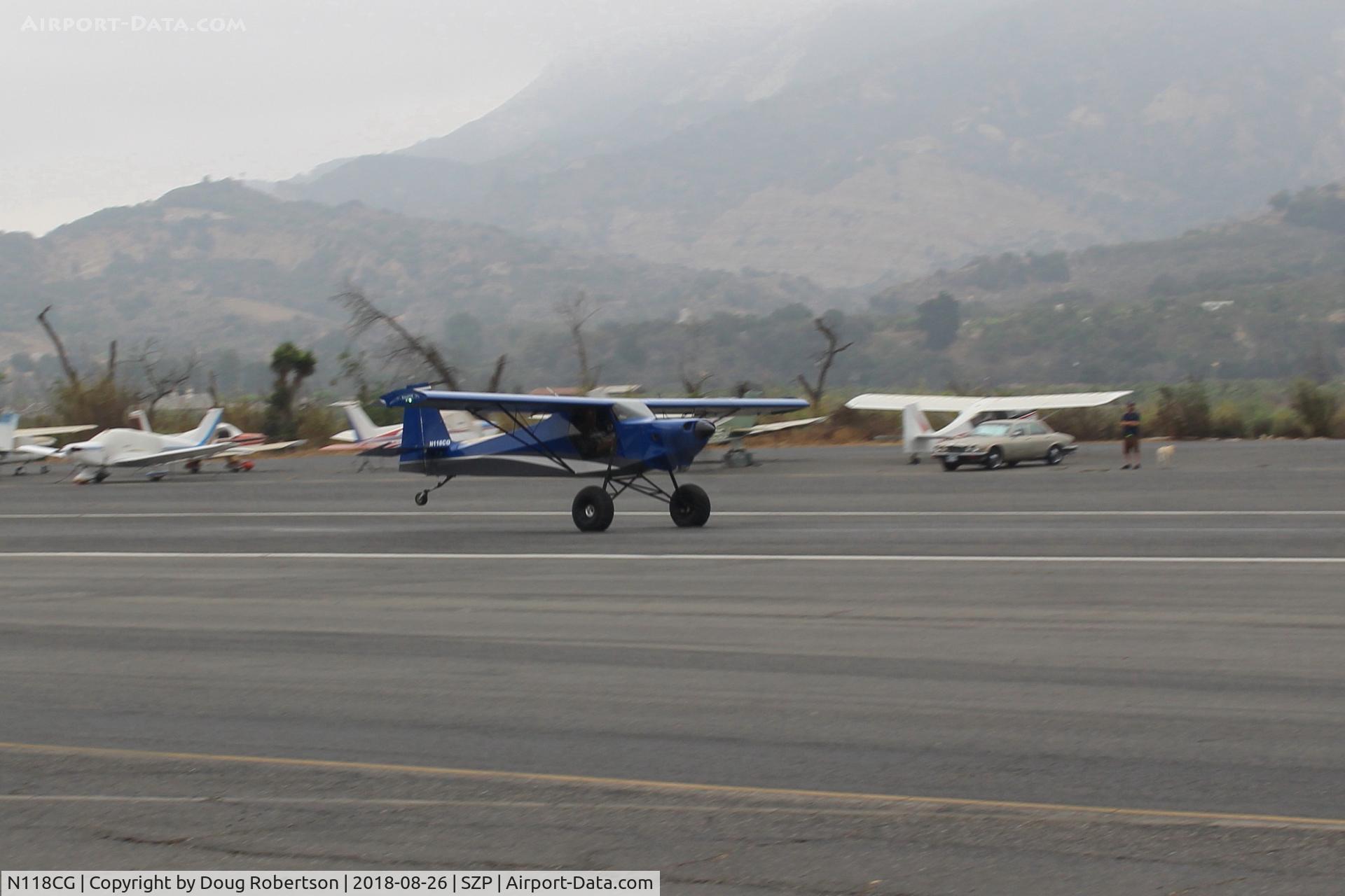 N118CG, 2016 Just Aircraft JA35 SuperStol Stretch C/N JA464-06-15, 2016 Wallen JUST AIRCRAFT LLC JA35 SUPERSTOL STRETCH, Titan OX-340CC, takeoff short roll Rwy 22 from opposite Transient Ramp