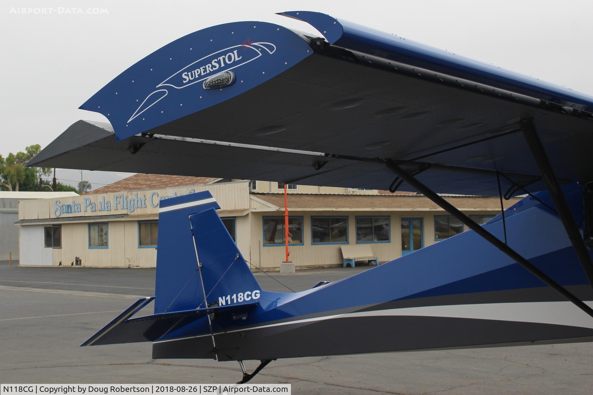 N118CG, 2016 Just Aircraft JA35 SuperStol Stretch C/N JA464-06-15, 2016 Wallen JUST AIRCRAFT LLC JA35 SUPERSTOL STRETCH, Titan OX-340CC, note high-lift wing assembly