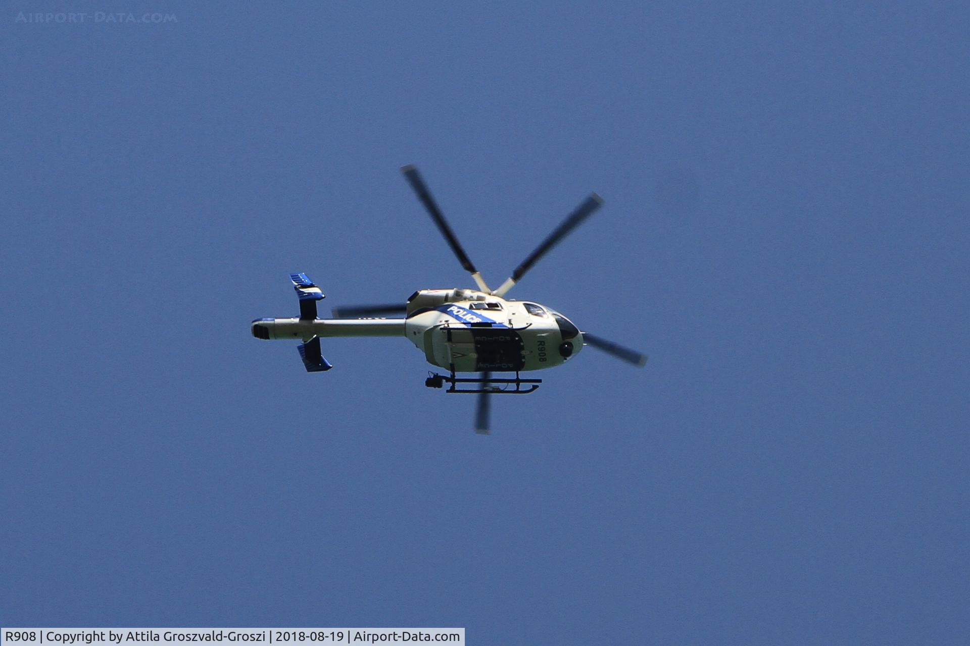 R908, 2002 McDonnell Douglas MD-900 Explorer C/N 900-00104, Patrolling over Lake Balaton. Hungary