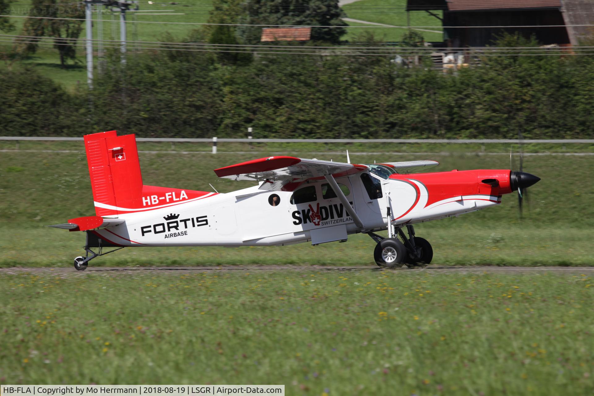 HB-FLA, 1994 Pilatus PC-6/B2-H4 Turbo Porter C/N 905, coming in for some parachute flights