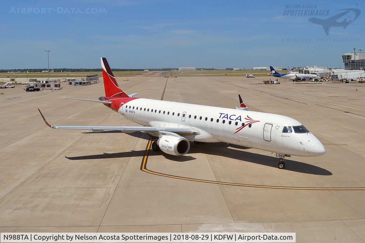 N988TA, 2010 Embraer ERJ-190-100 IGW 190AR C/N 19000399, Arriving to DFW Terminal D.