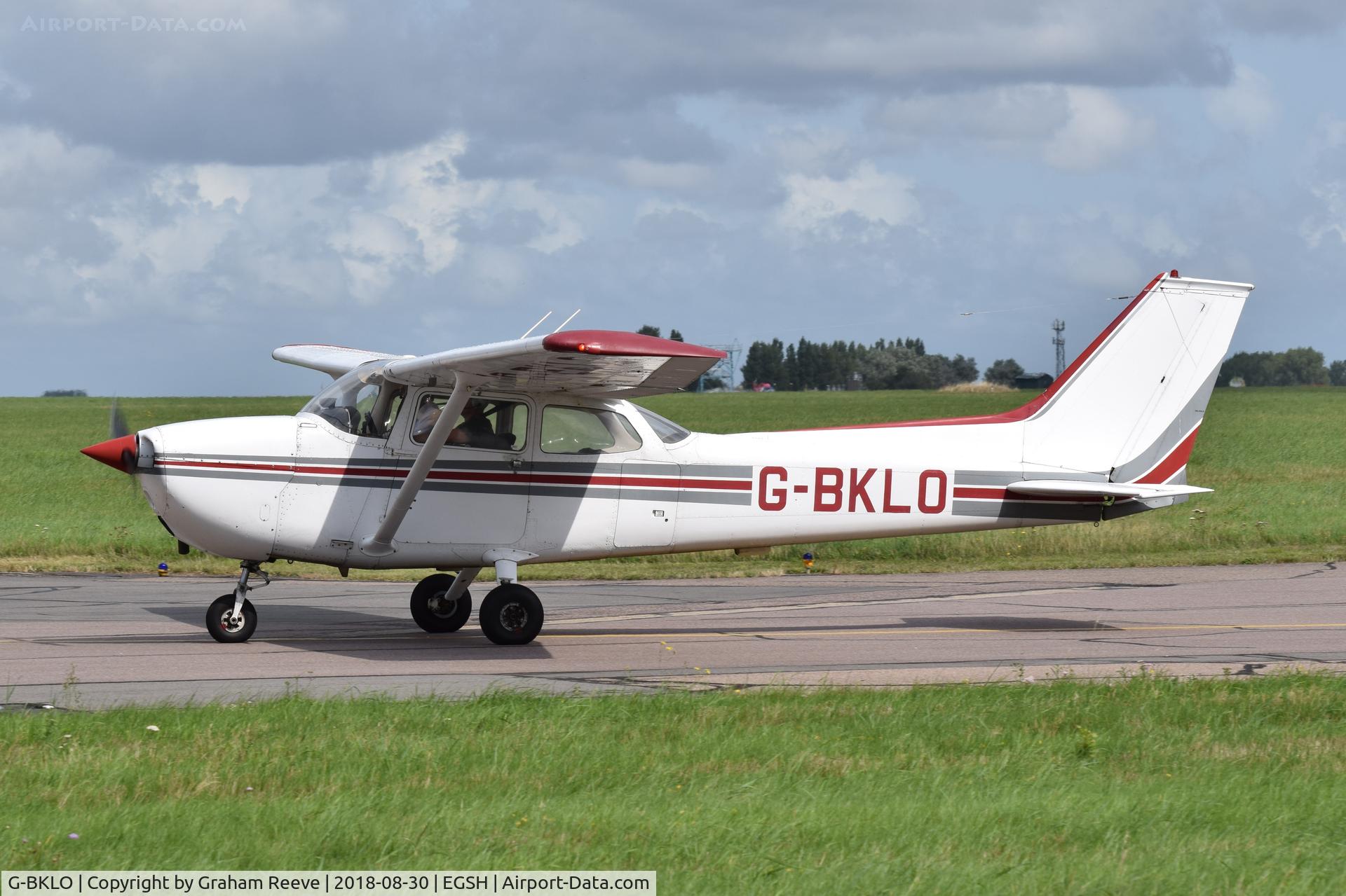 G-BKLO, 1975 Reims F172M ll Skyhawk C/N 1380, Just landed at Norwich.