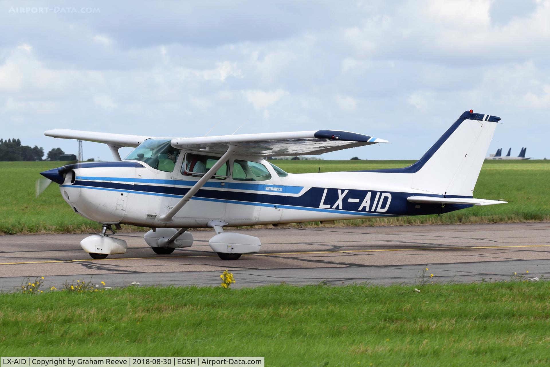 LX-AID, 1980 Reims F172N Skyhawk C/N 1972, Just landed at Norwich.