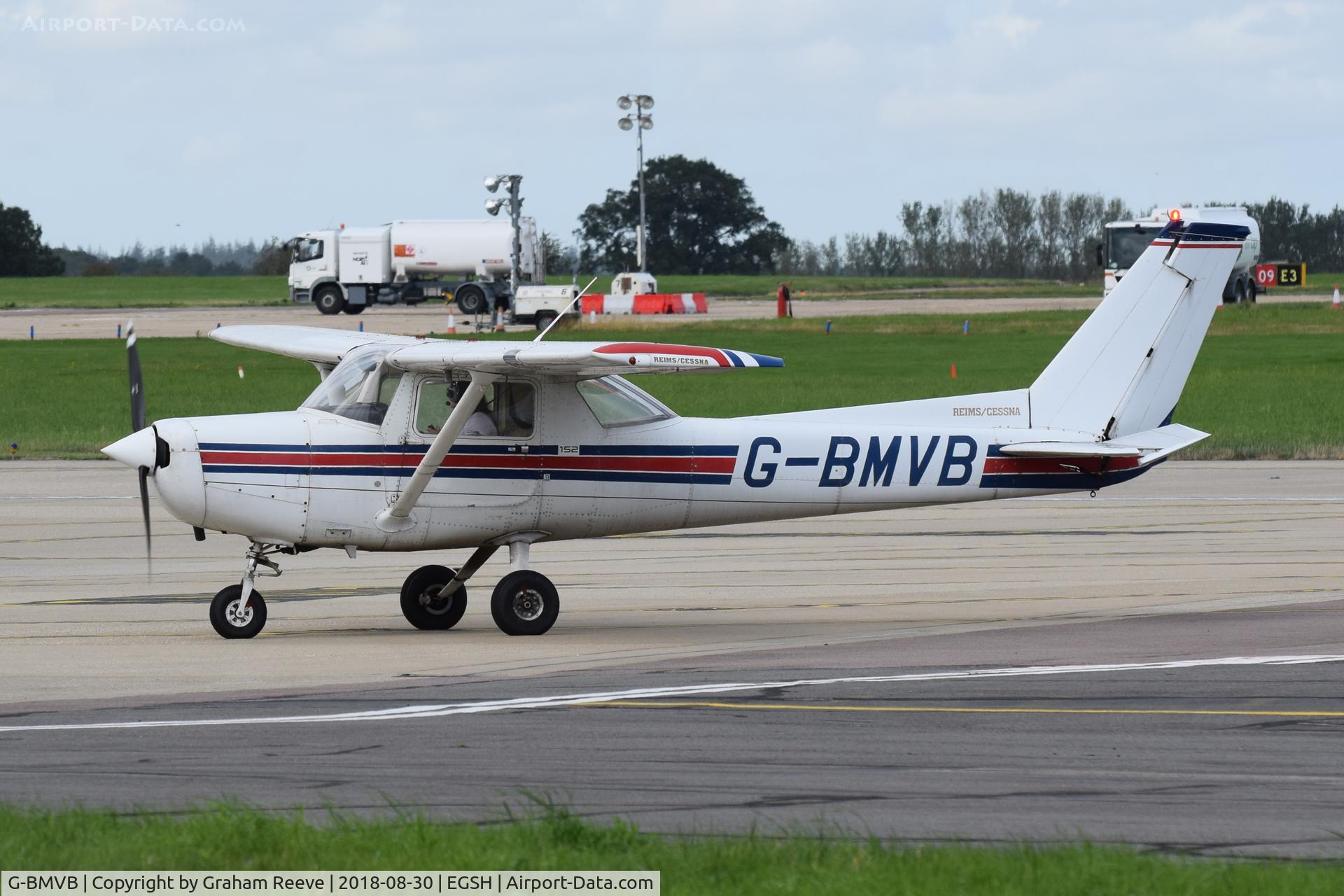 G-BMVB, 1987 Reims F152 C/N 1974, Just landed at Norwich.
