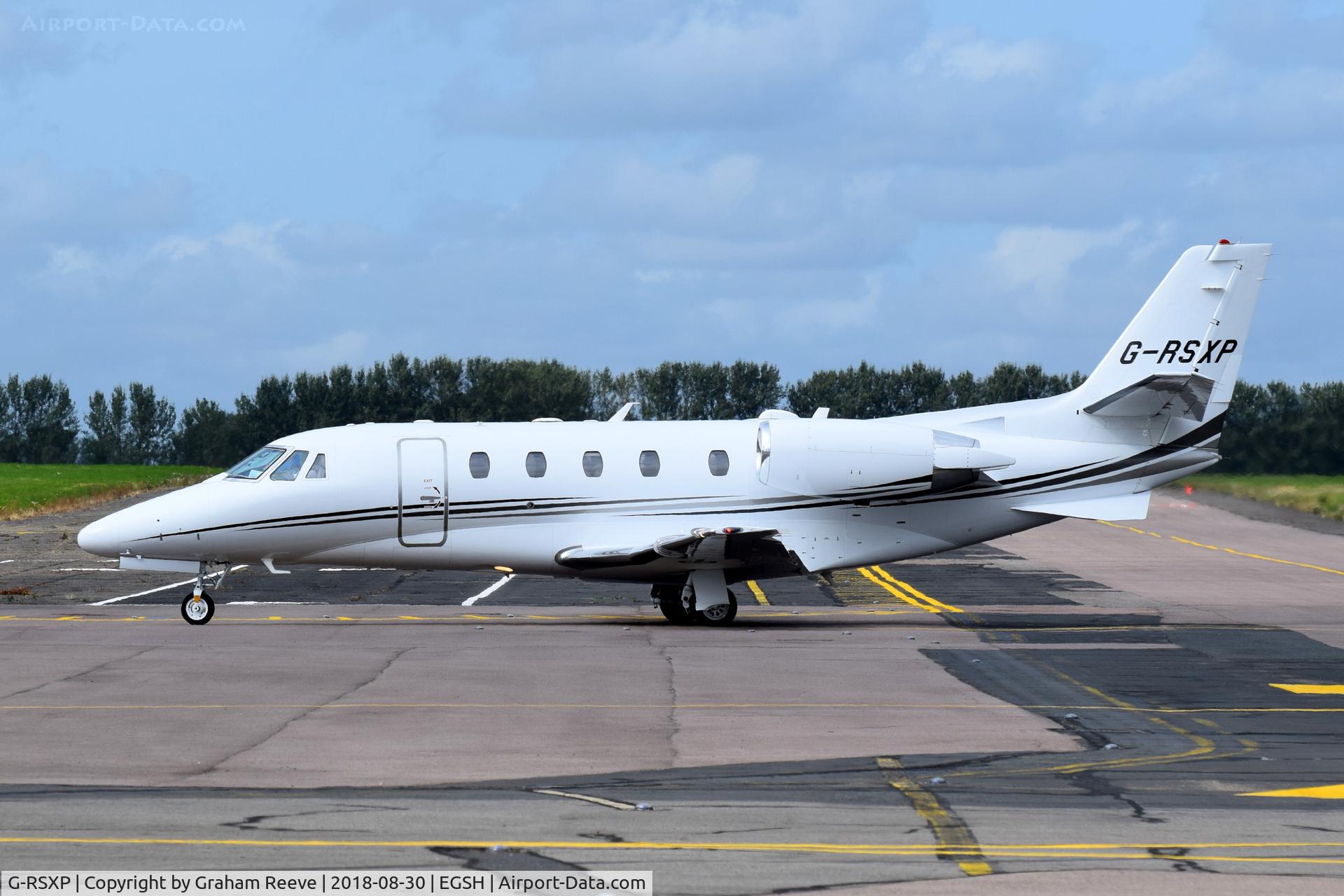 G-RSXP, 2015 Cessna 560XL Citation XLS C/N 560-6198, Just landed at Norwich.