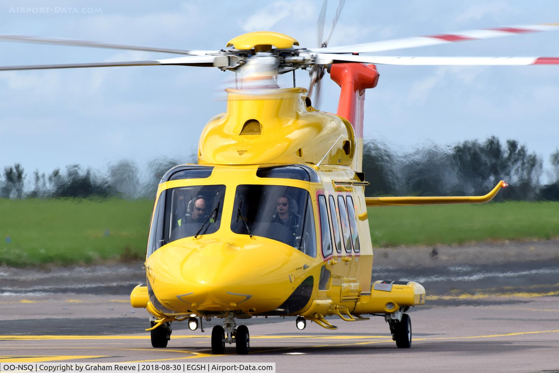 OO-NSQ, 2018 AgustaWestland AW-139 C/N 41513, Departing from Norwich.