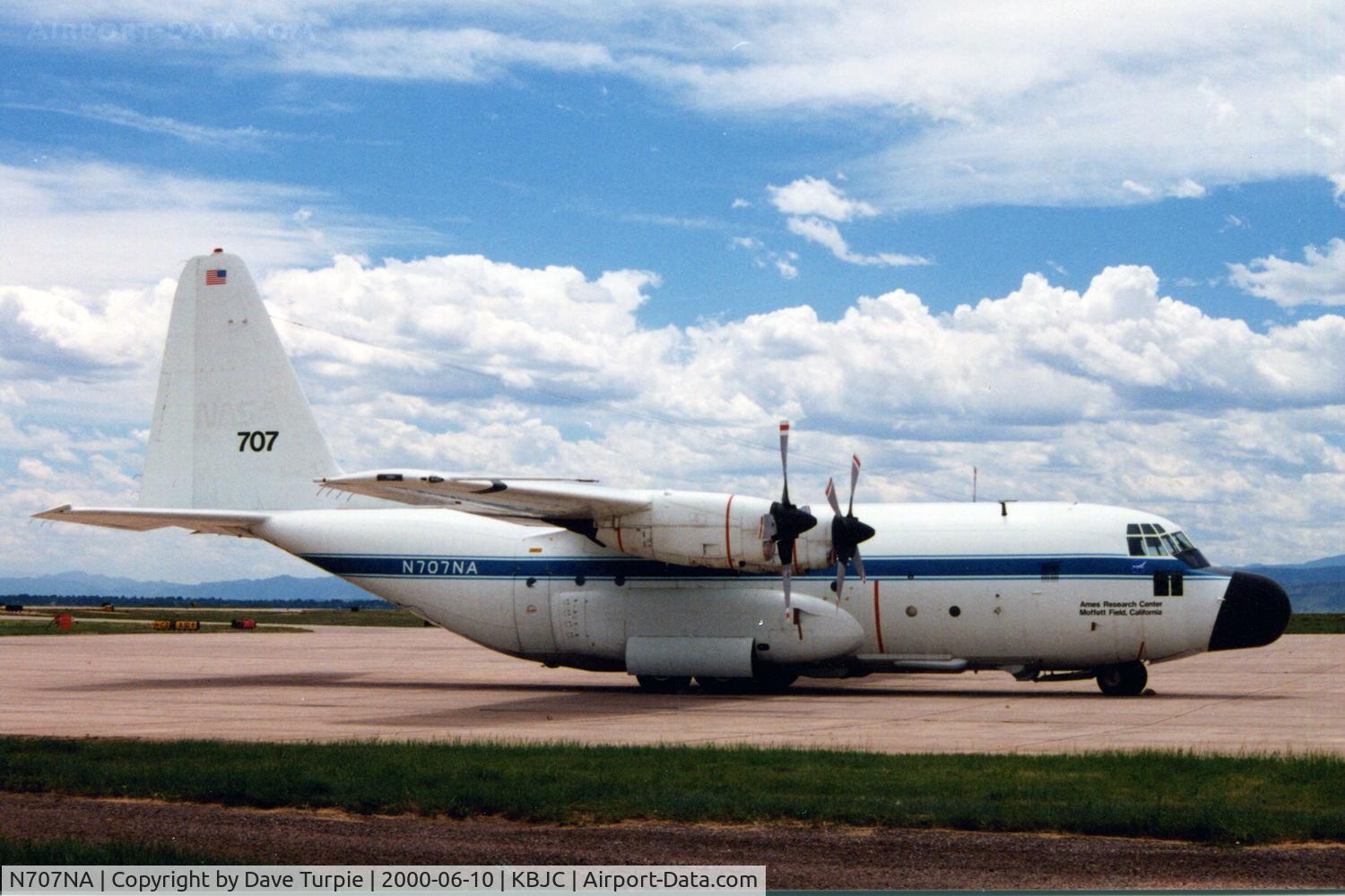 N707NA, 1958 Lockheed NC-130B Hercules C/N 282-3507, Ames Research Center, from Moffatt Field California.  Scanned from a print photo I took, so it's a little fuzzy.