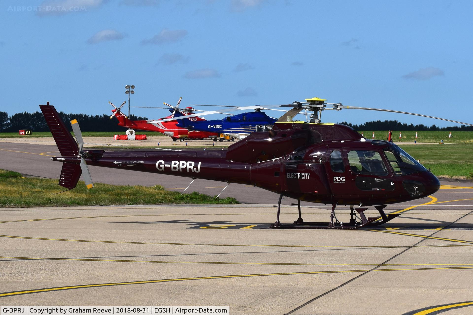 G-BPRJ, 1982 Aerospatiale AS-355F-1 Ecureuil 2 C/N 5201, Parked at Norwich.