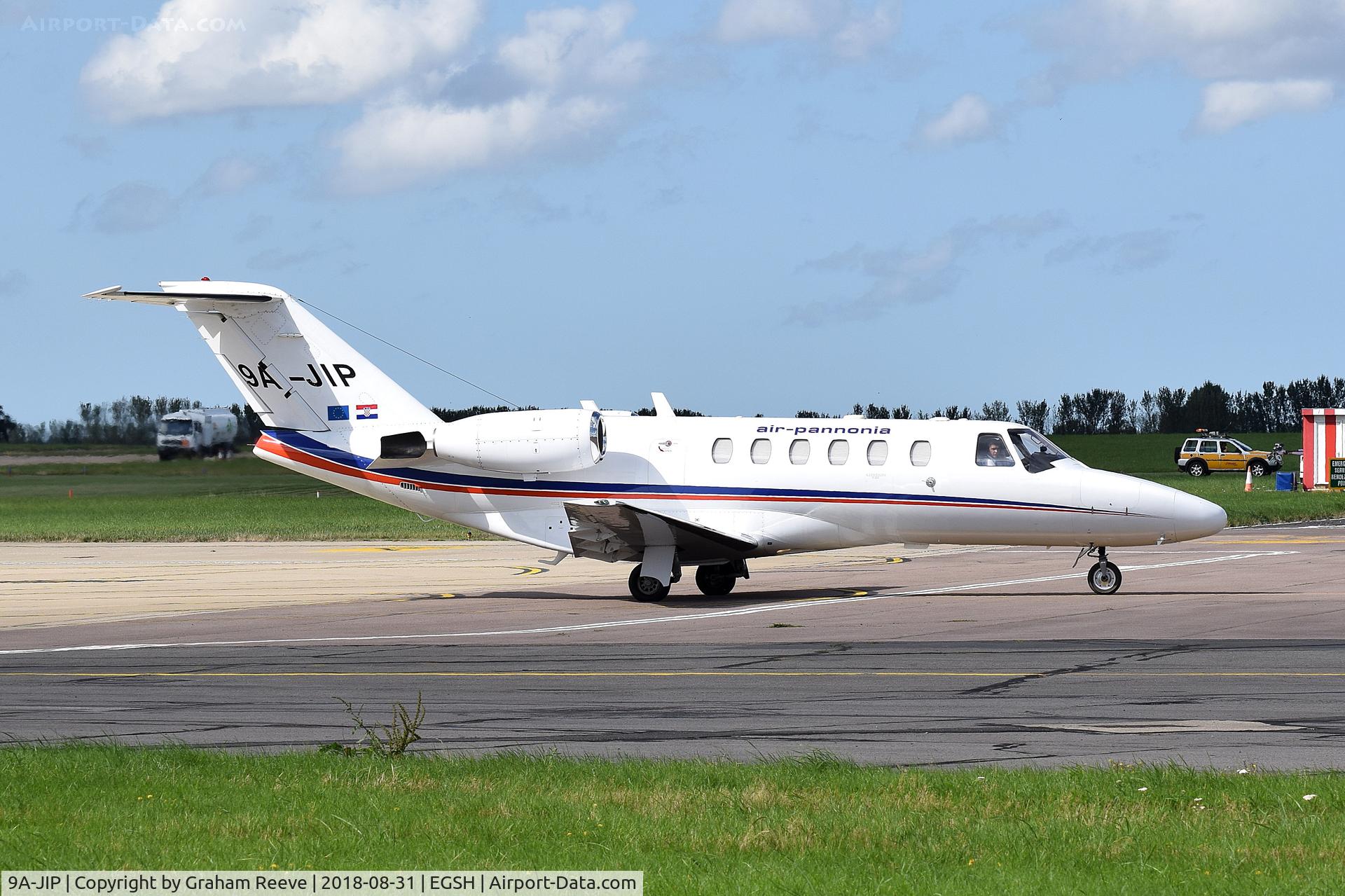 9A-JIP, 2004 Cessna 525A CitationJet CJ2 C/N 525A-0209, Departing from Norwich.