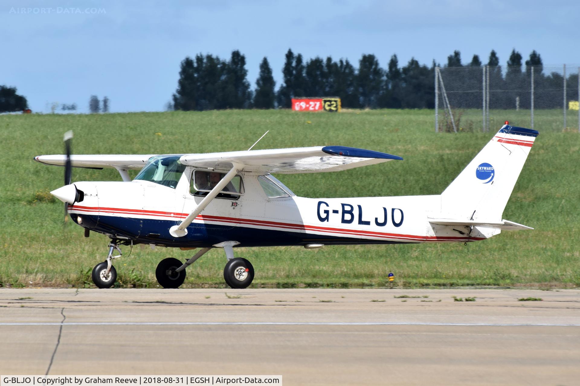 G-BLJO, 1979 Reims F152 C/N 1627, Just landed at Norwich.
