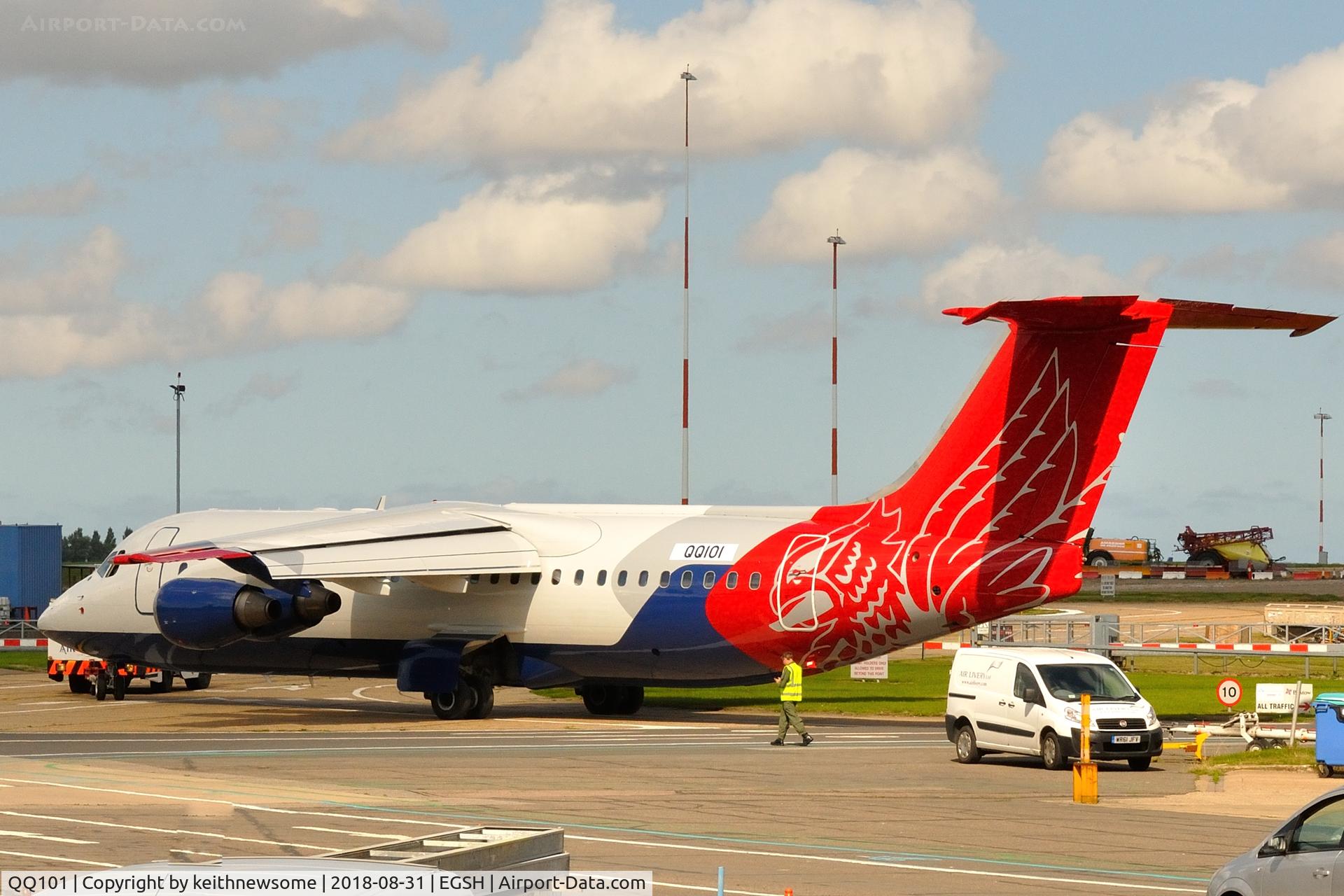QQ101, 2000 British Aerospace Avro 146-RJ100 C/N E3368, Removed from spray shop with new colour scheme.