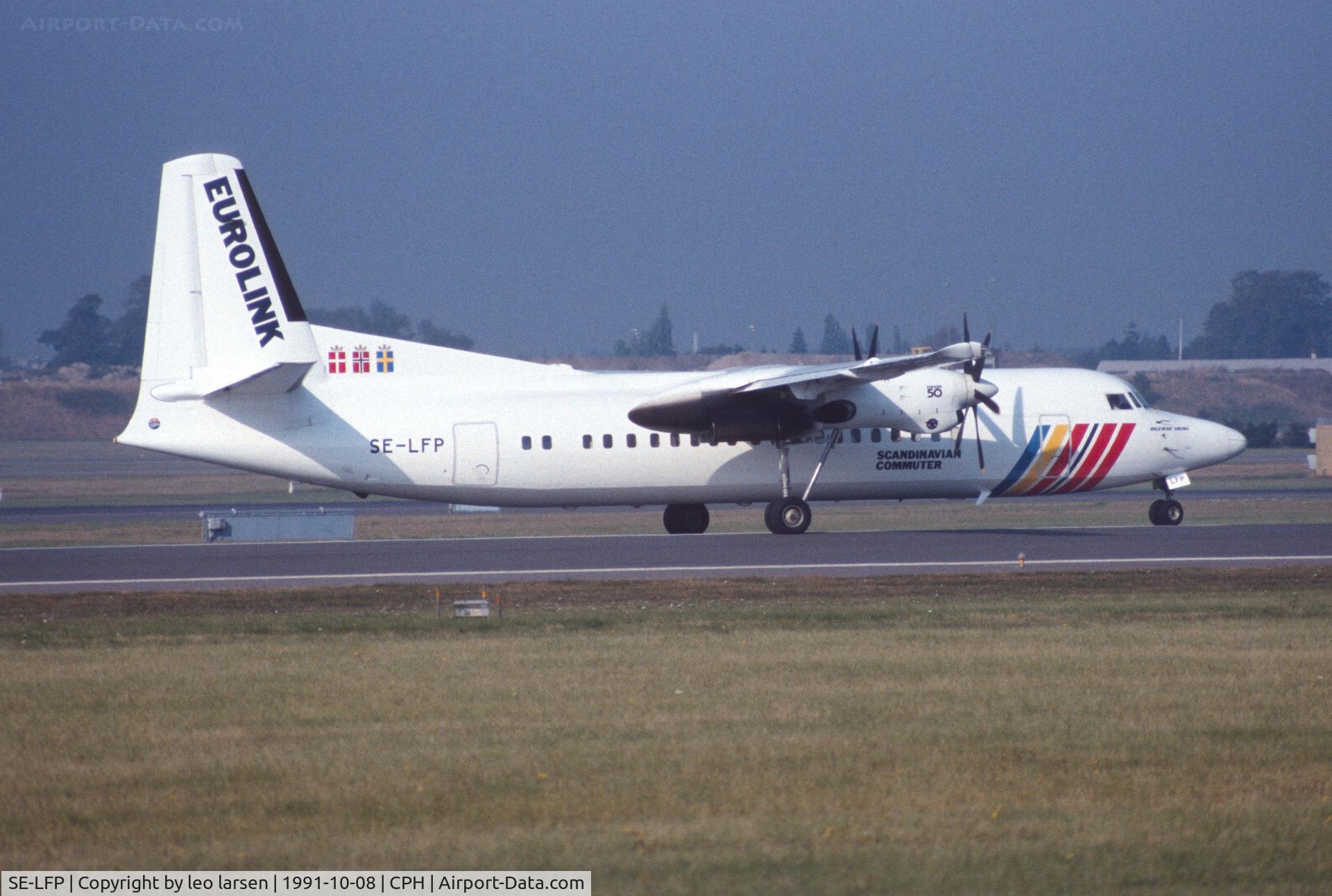 SE-LFP, 1990 Fokker 50 C/N 20199, Copenhagen 8.10.1991