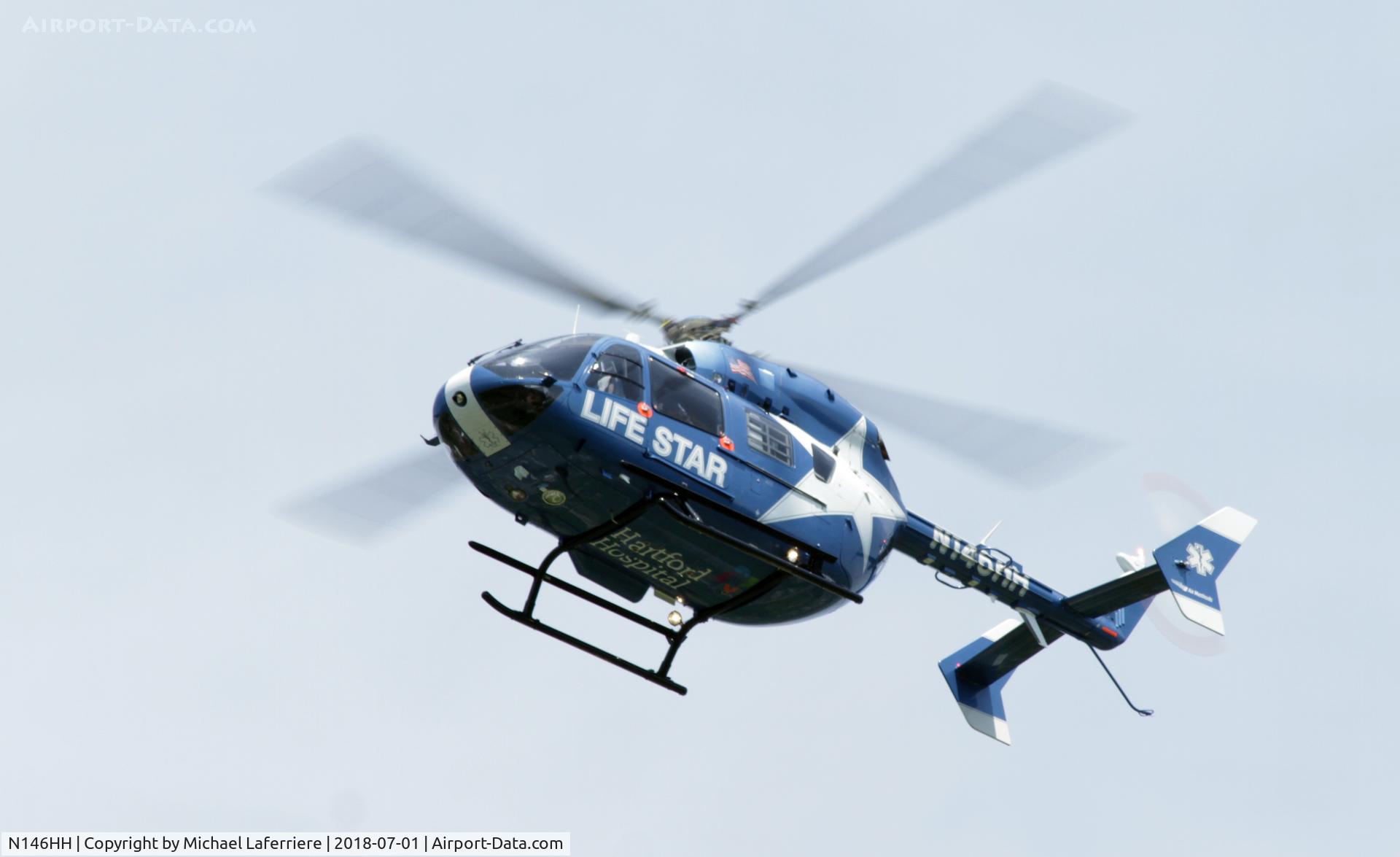 N146HH, 2016 Airbus Helicopters EC-145 (BK-117C-2) C/N 9737, Rescue flight over Monson Massachusetts, 07/01/2018.