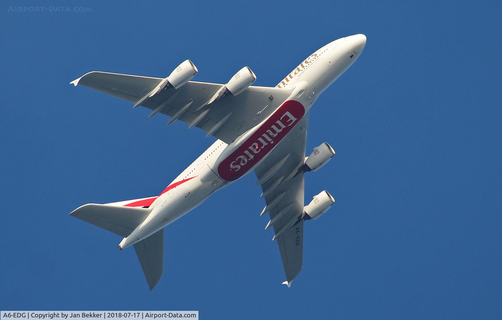 A6-EDG, 2009 Airbus A380-861 C/N 023, Flying at 10.000 ft over Lelystad direction Schiphol Amsterdam