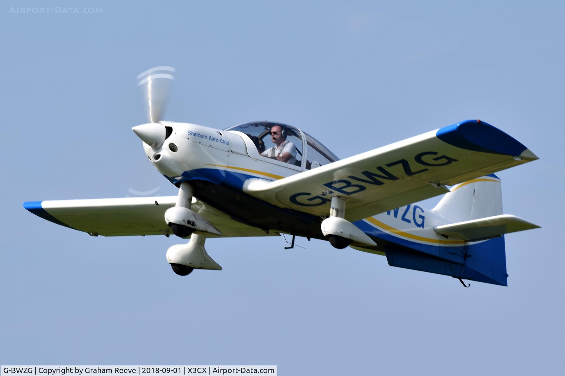 G-BWZG, 1997 Robin R-2160 Alpha Sport C/N 311, Departing from Northrepps.