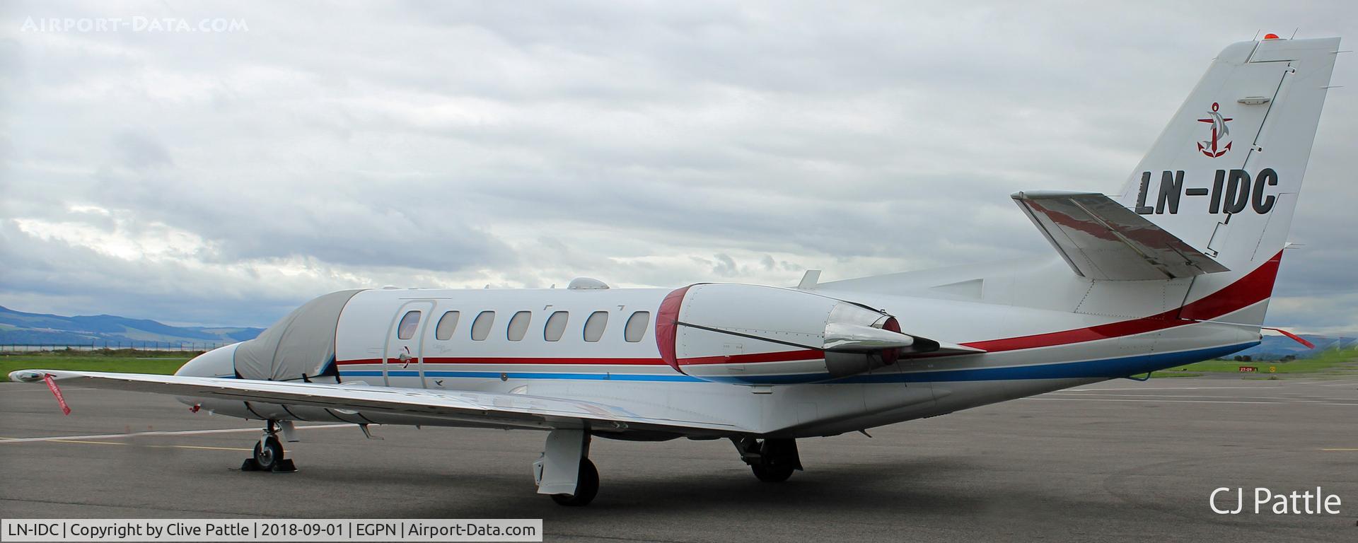 LN-IDC, 2004 Cessna 560 Citation Encore+ C/N 560-0652, Parked on the apron at Dundee