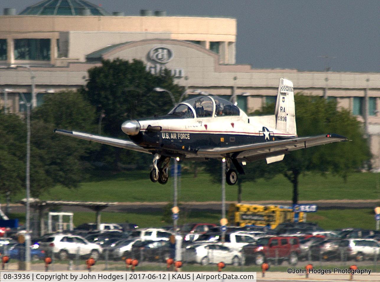 08-3936, 2008 Raytheon Beech T-6A Texan II C/N PT-495, Landing at KAUS