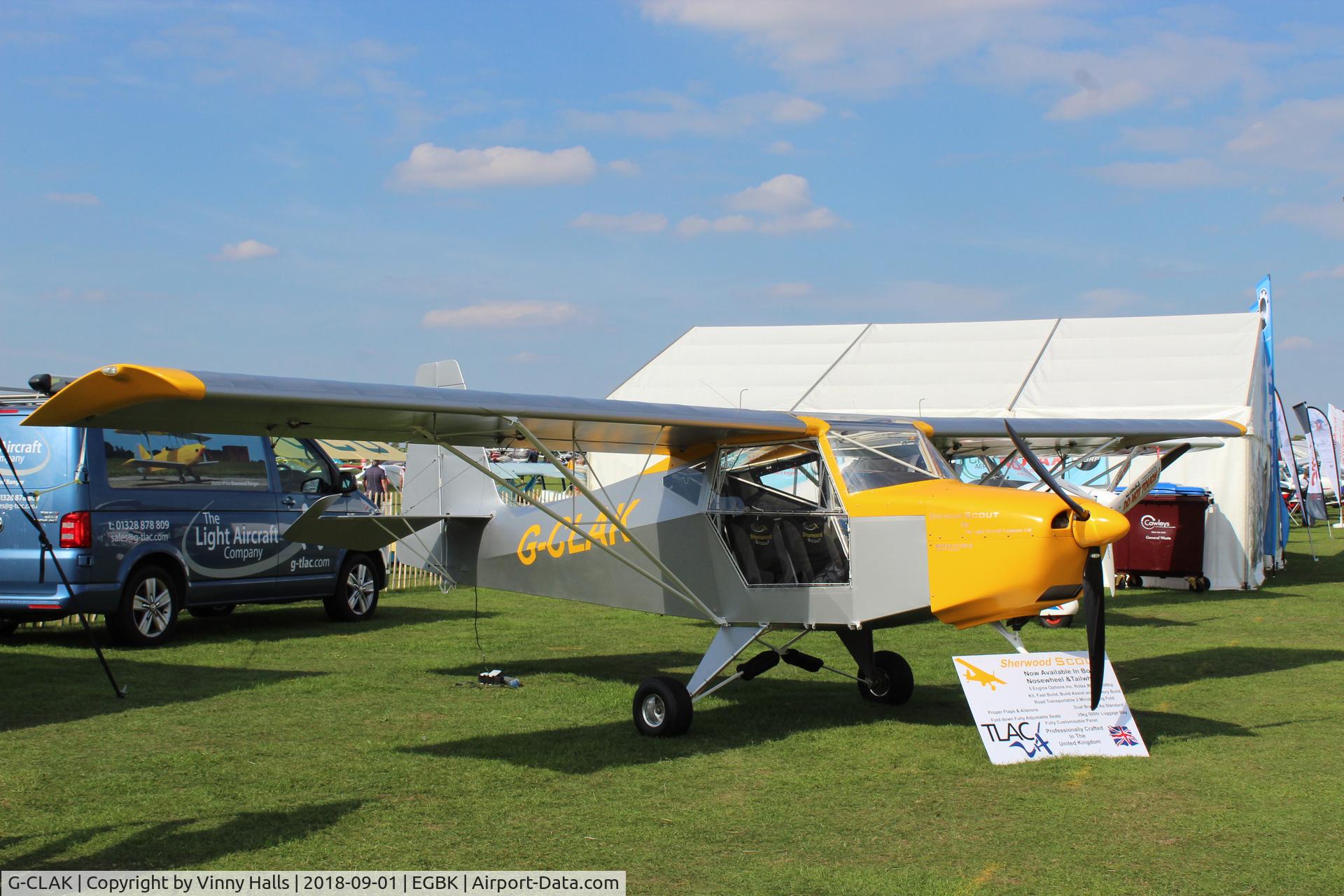 G-CLAK, TLAC Sherwood Scout C/N TLAC-2-001, On display at Light Aircraft Association, Rally Sywell