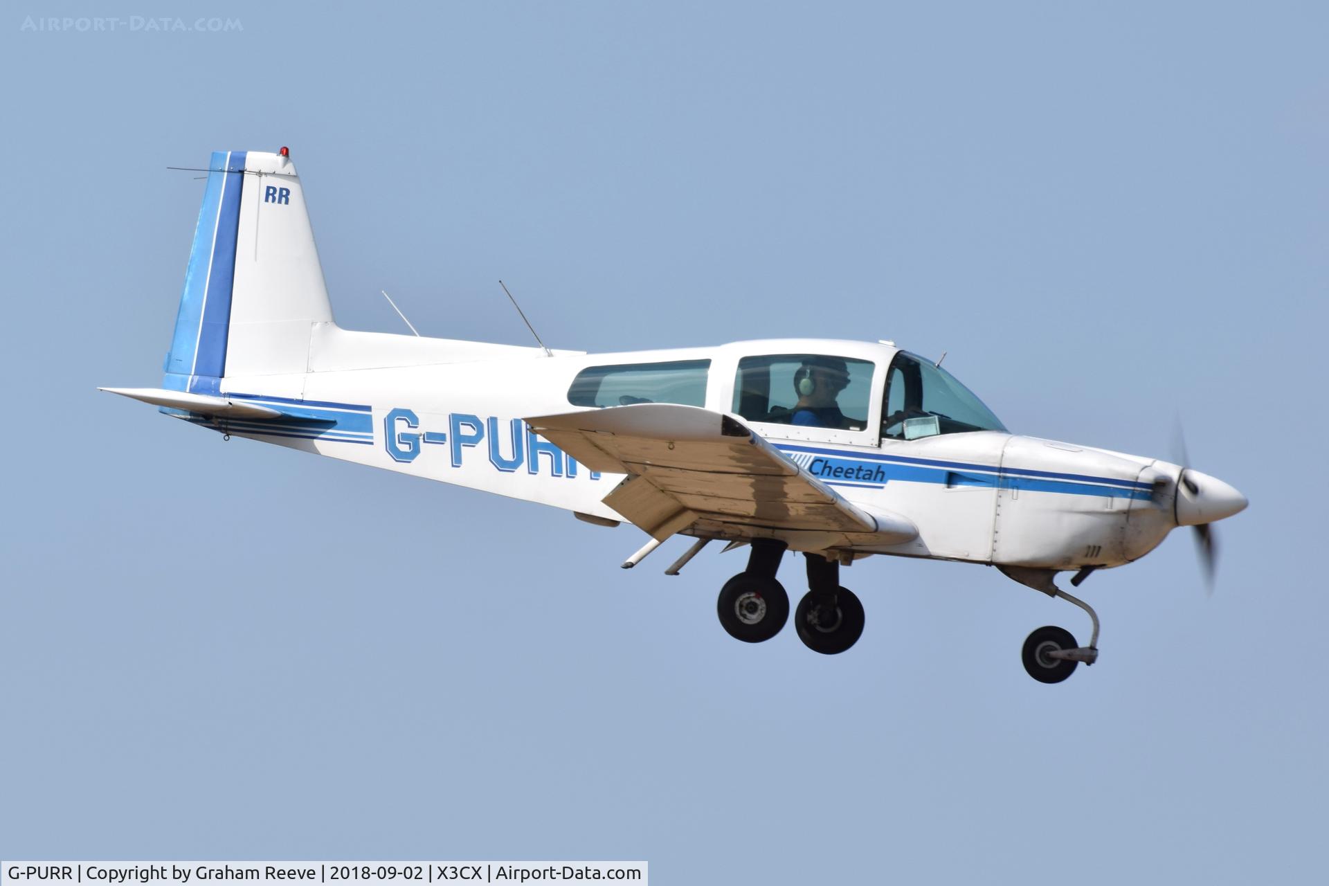 G-PURR, 1978 Grumman American AA-5A Cheetah C/N AA5A-0794, Landing at Northrepps.