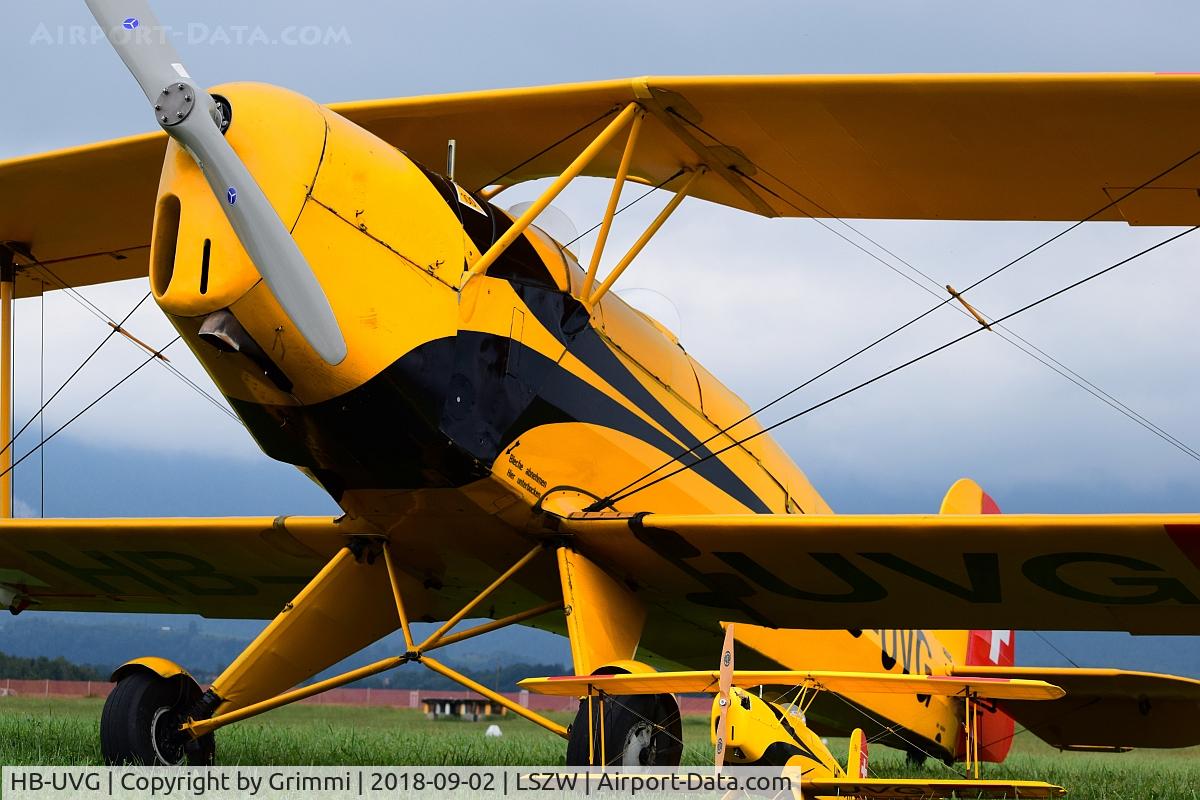 HB-UVG, 1937 Doflug Bu-131B Jungmann C/N 30, Former Swiss Air Force A-21 with a little friend, AirThun airshow and Bückermeet 2018