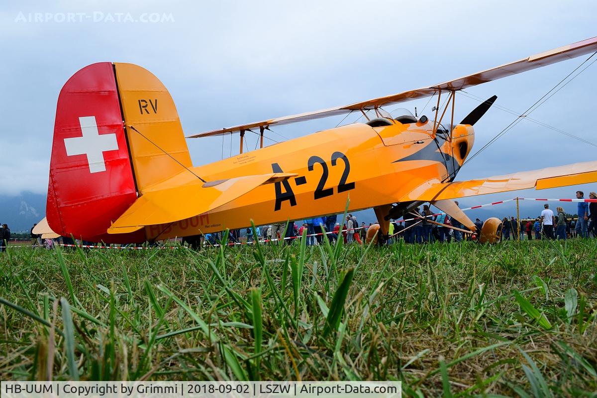 HB-UUM, 1938 Doflug Bu-131B Jungmann C/N 31, Former Swiss Air Force A-22 at AirThun airshow and Bückermeet 2018