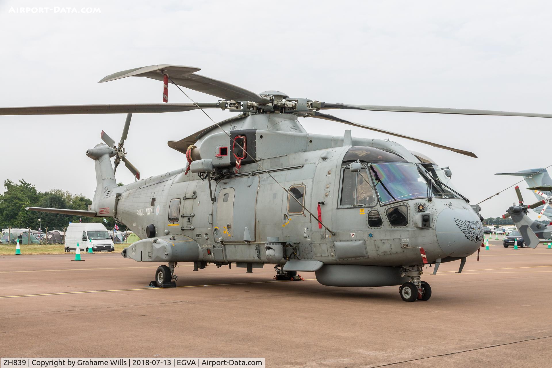 ZH839, 1999 AgustaWestland EH-101 Merlin HM.2 C/N 50081/RN19/MCSP25, AgustaWestland Merlin HM2 ZH839 814 Sqd Royal Navy, Fairford 13/7/18