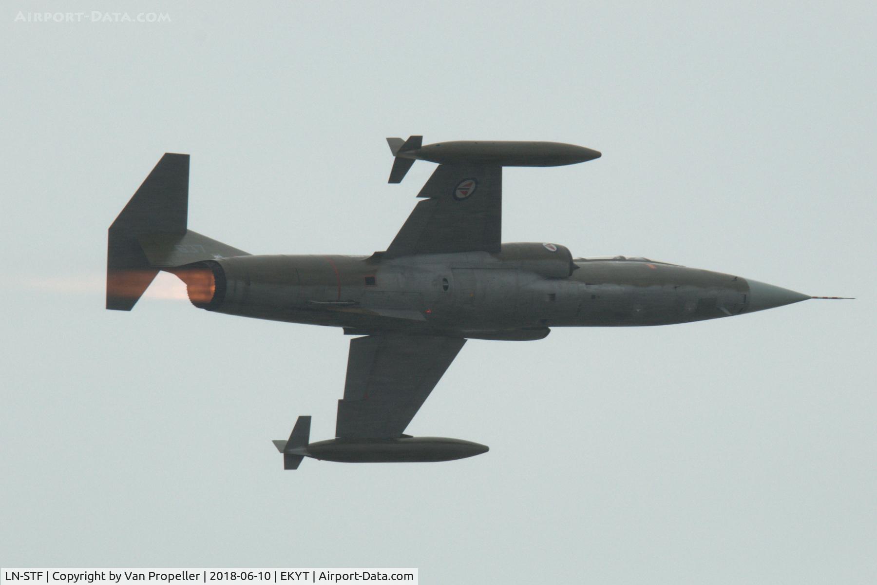 LN-STF, Lockheed CF-104D Starfighter C/N 583A-5307, Lockheed CF-104D Starfighter of the Norwegian Friends of the Starfighter flight display in the pouring rain at Aalborg air show 2018 in Denmark