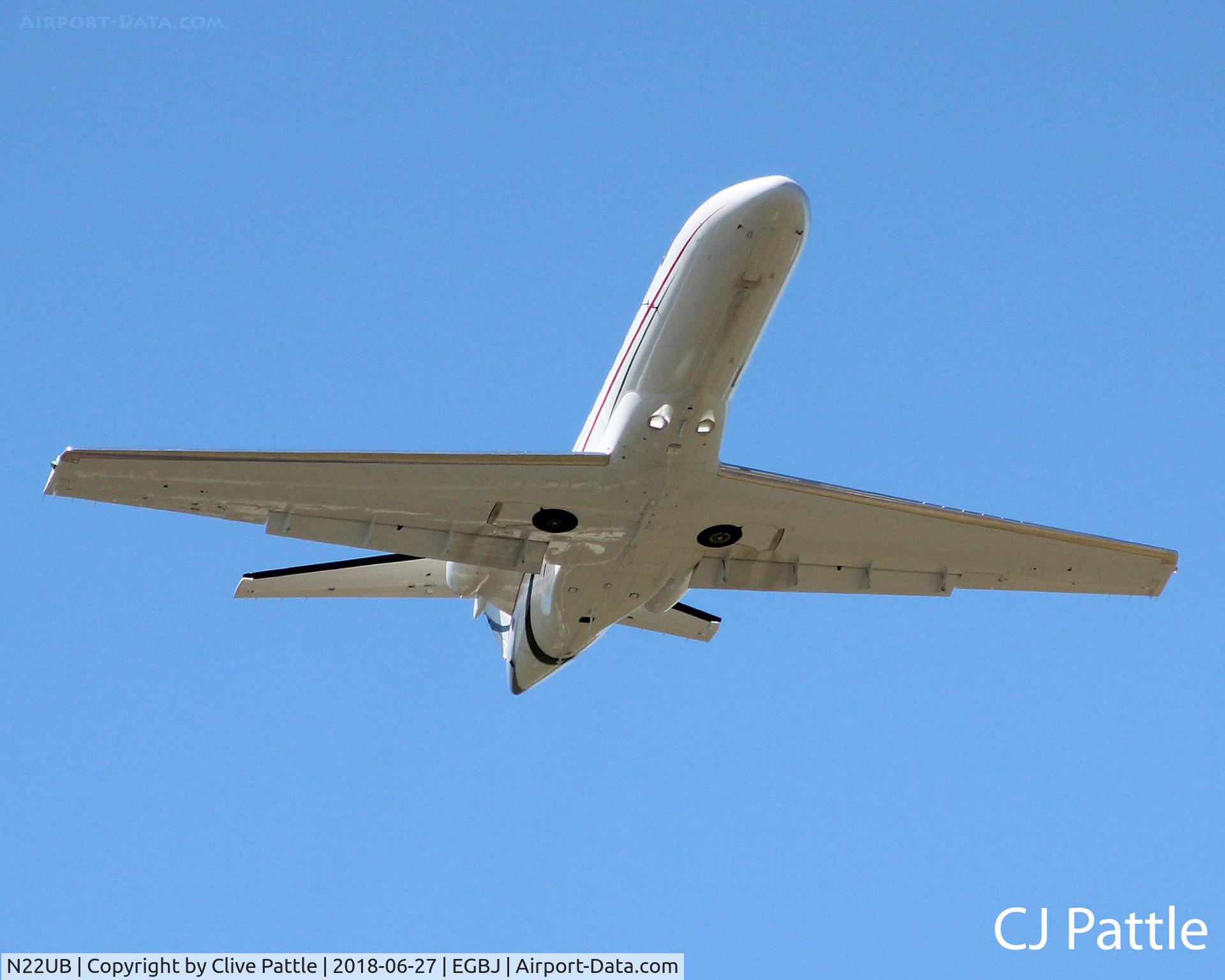 N22UB, 2014 Cessna 525C CitationJet CJ4 C/N 525C-0182, Staverton departure
