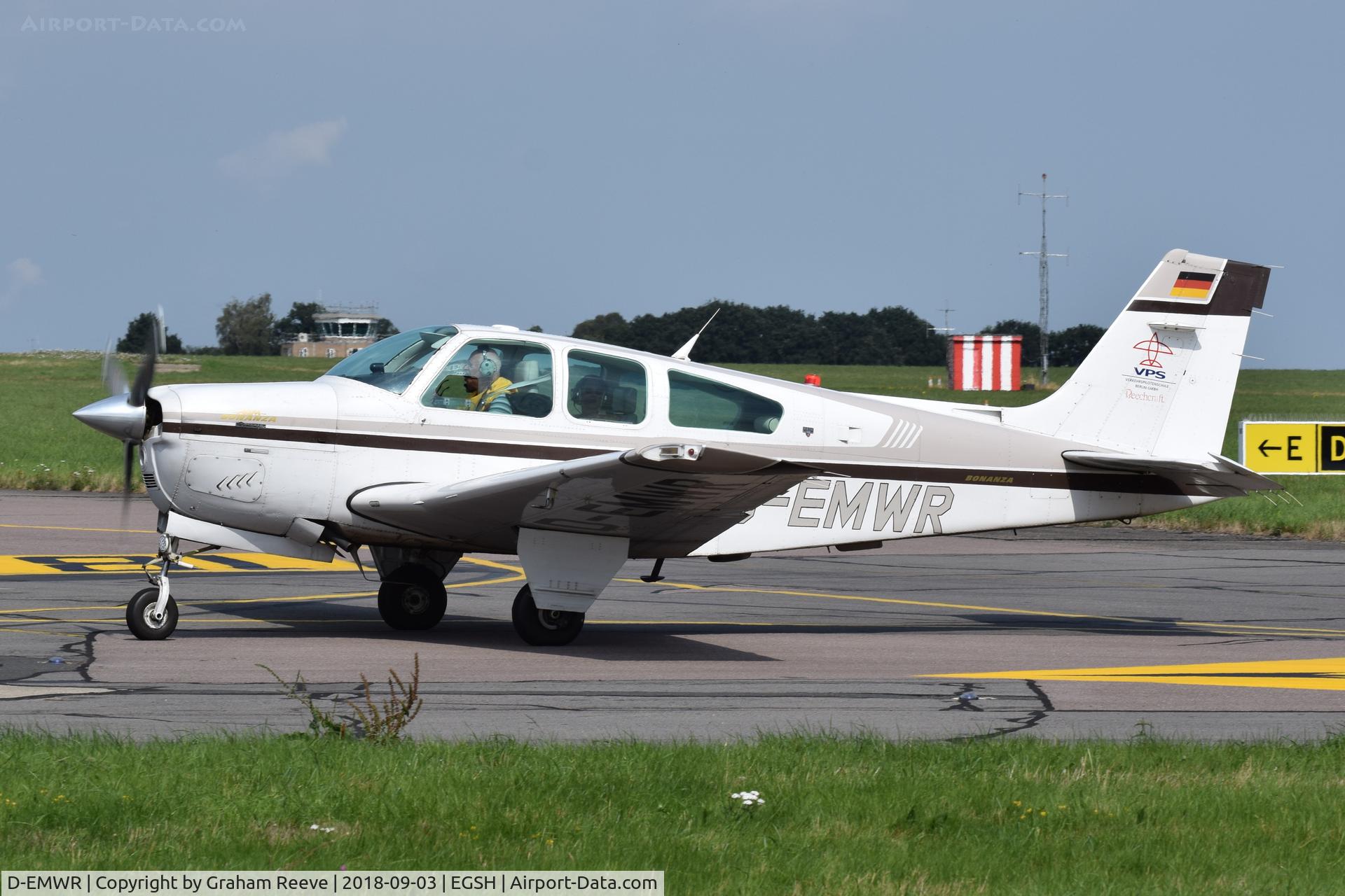 D-EMWR, Beech F33A Bonanza Bonanza C/N CE-1554, Just landed at Norwich.