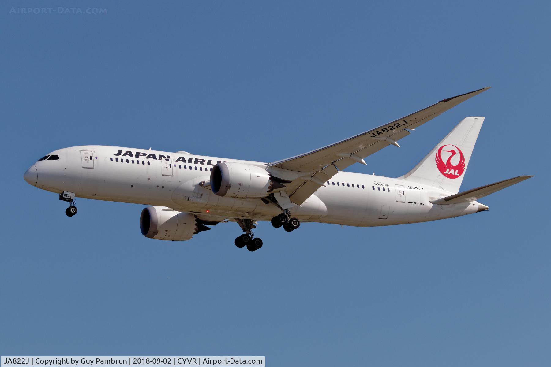 JA822J, 2010 Boeing 787-8 Dreamliner C/N 34832, Landing